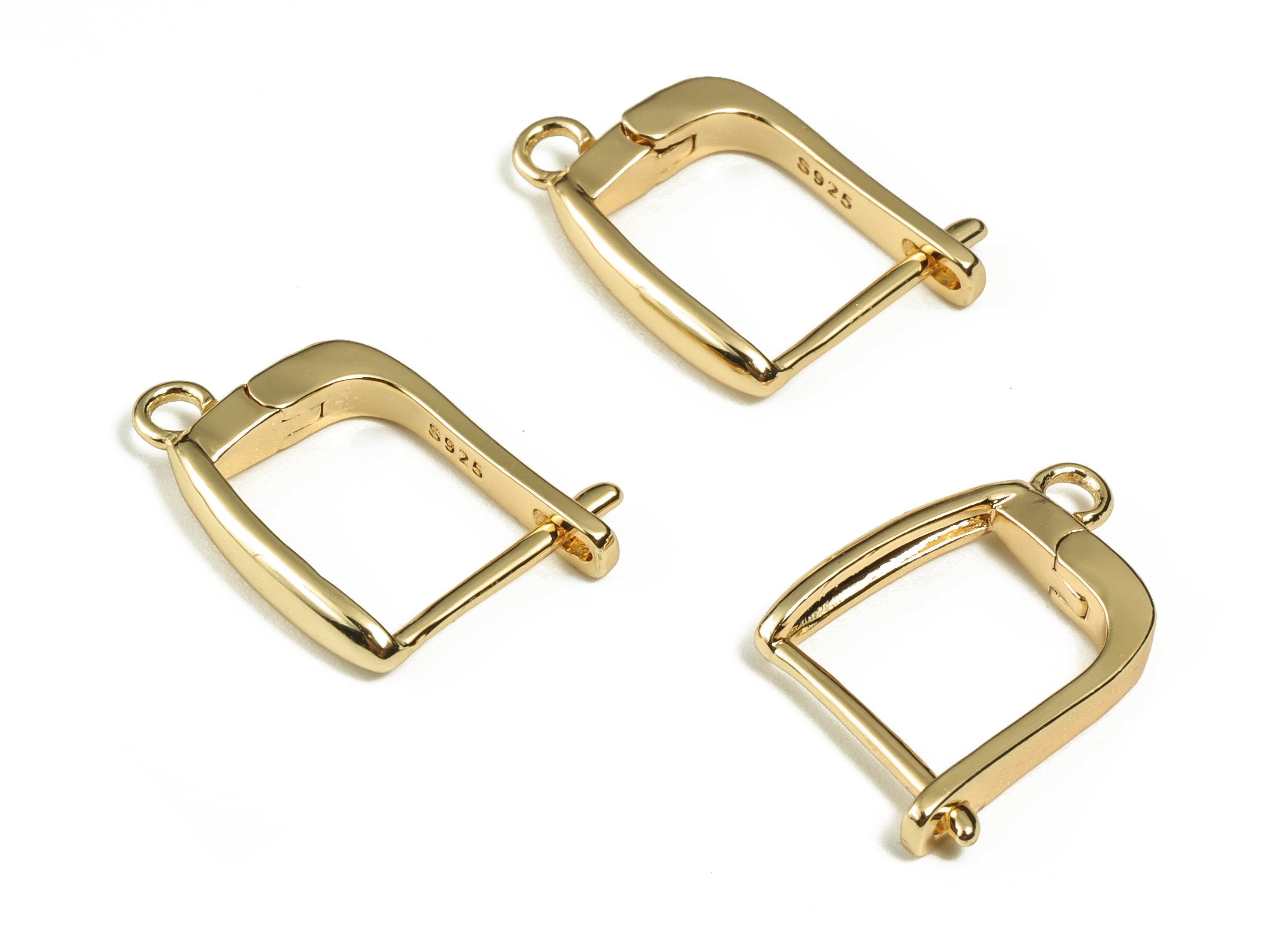 Brass Stud Earrings – Brass Stud Earrings Finding With Hole Loop – 18K Real Gold Plated Brass - Jewelry Supplies - 18.2x12.5x1.1mm - RGP3255 - DOMEDBAZAAR