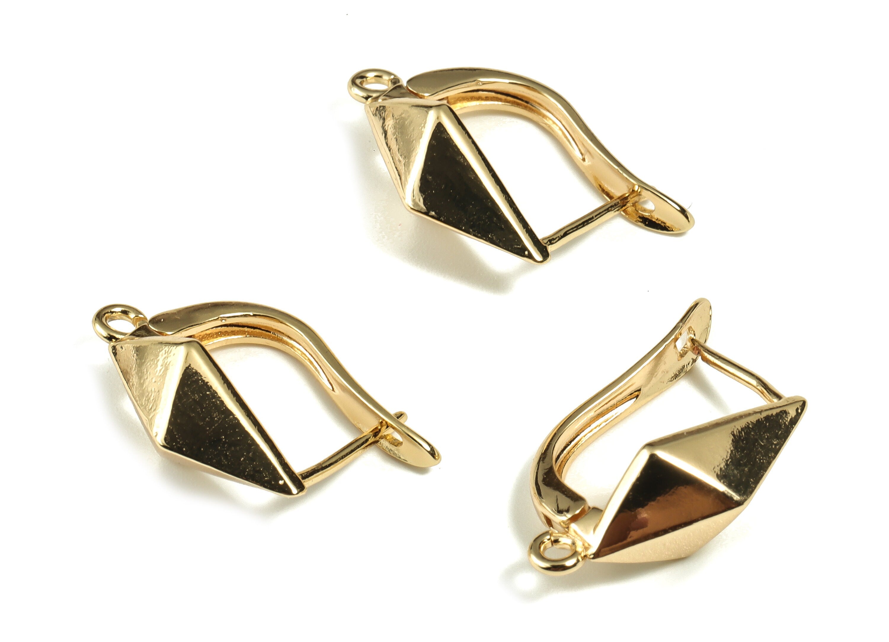 Brass Stud Earrings – Brass Stud Earrings Finding With Hole Loop – 18K Real Gold Plated Brass - Jewelry Supplies - 20.32x12.87x4mm - RGP3300 - DOMEDBAZAAR