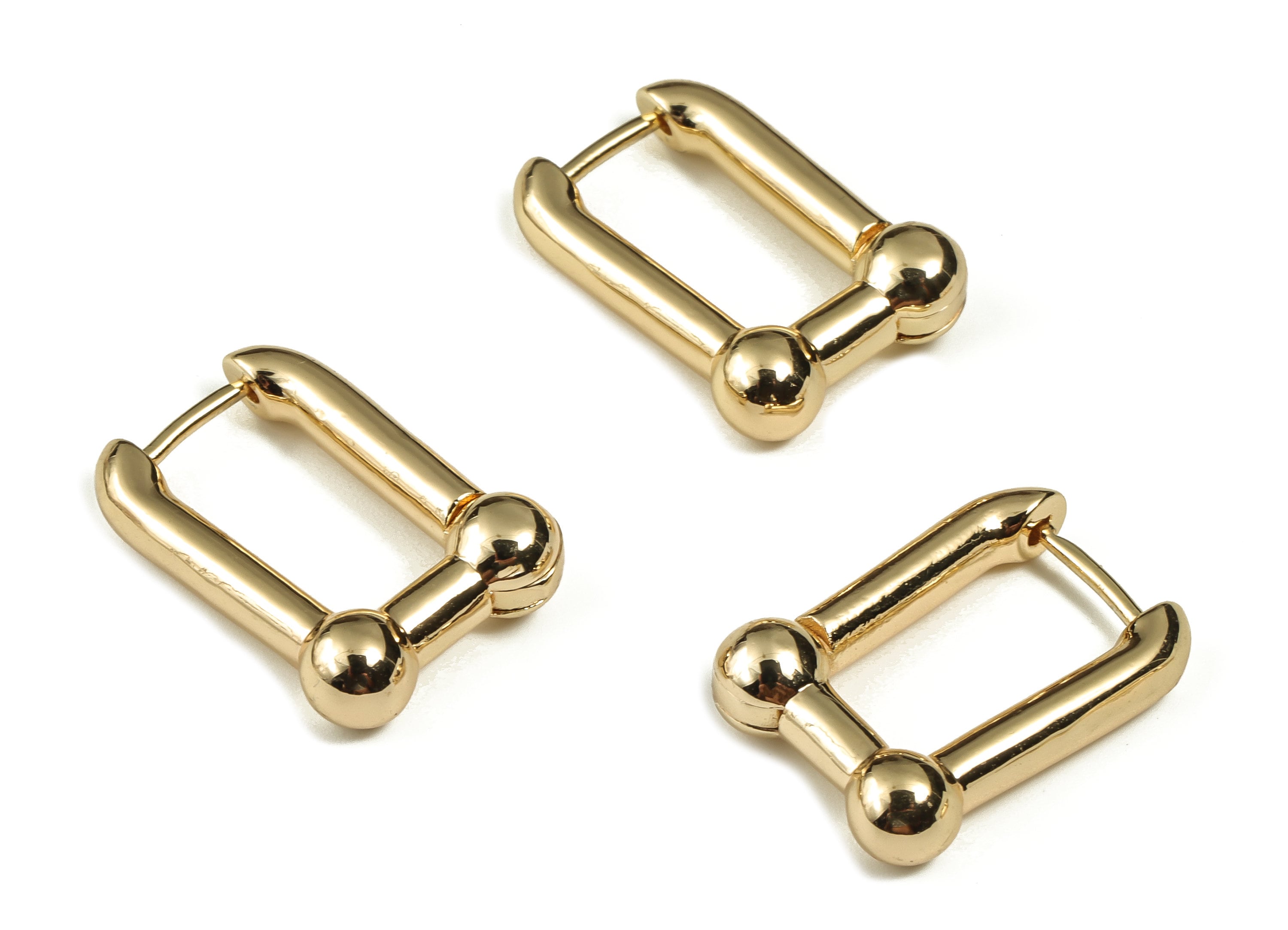 U Hoop Earrings – Brass Huggie Earring – Small Hoop Earring - 18K Real Gold Plated Brass – Jewelry Supplies - 21.61x15.48x3.62mm - RGP3302 - DOMEDBAZAAR