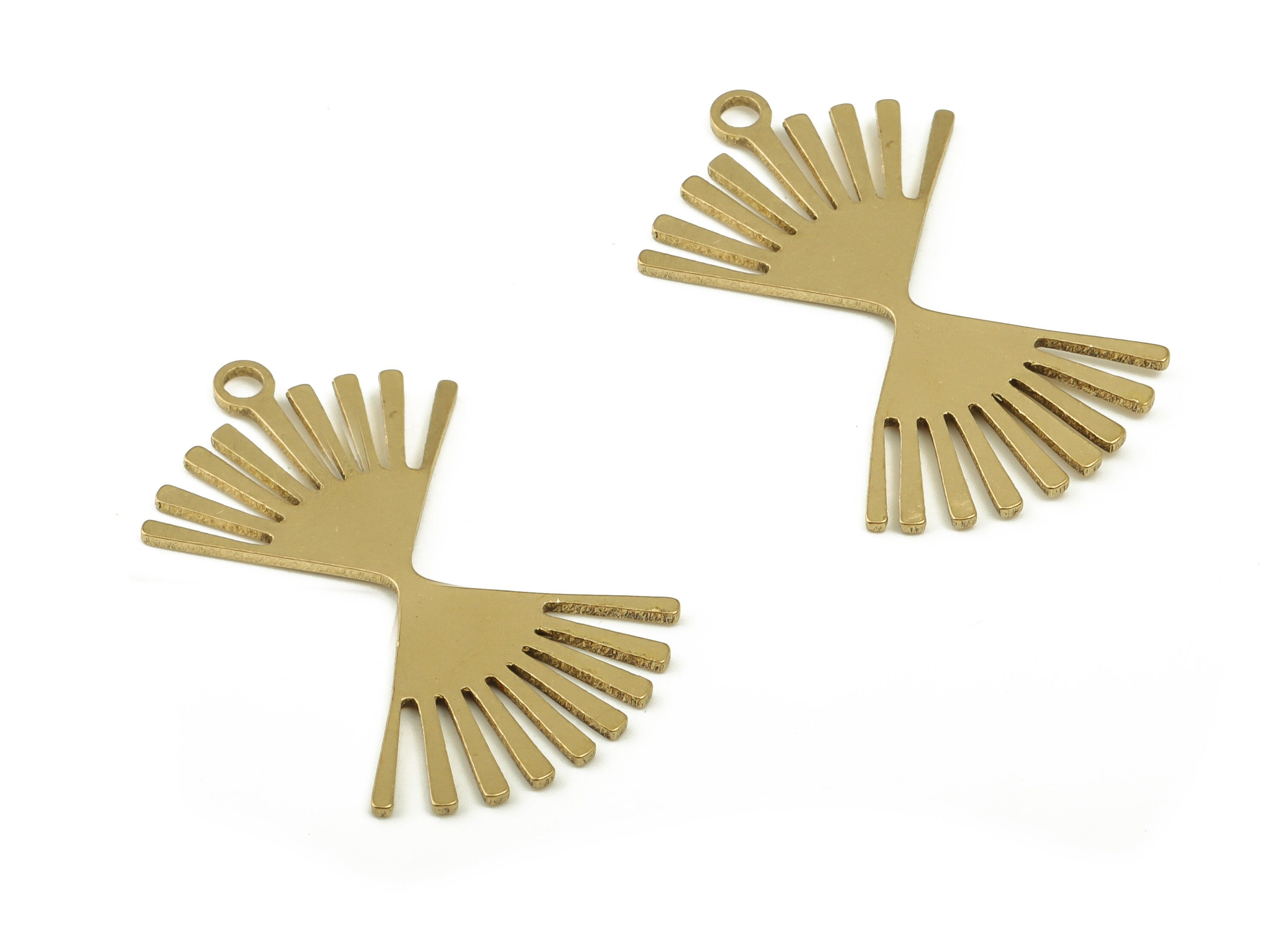 Brass Fringe Earring Charms - Raw Brass Fringe Pendant - Earring Findings - Jewelry Making Supplies - 24.98x15.65x0.75mm - PP4603 - DOMEDBAZAAR