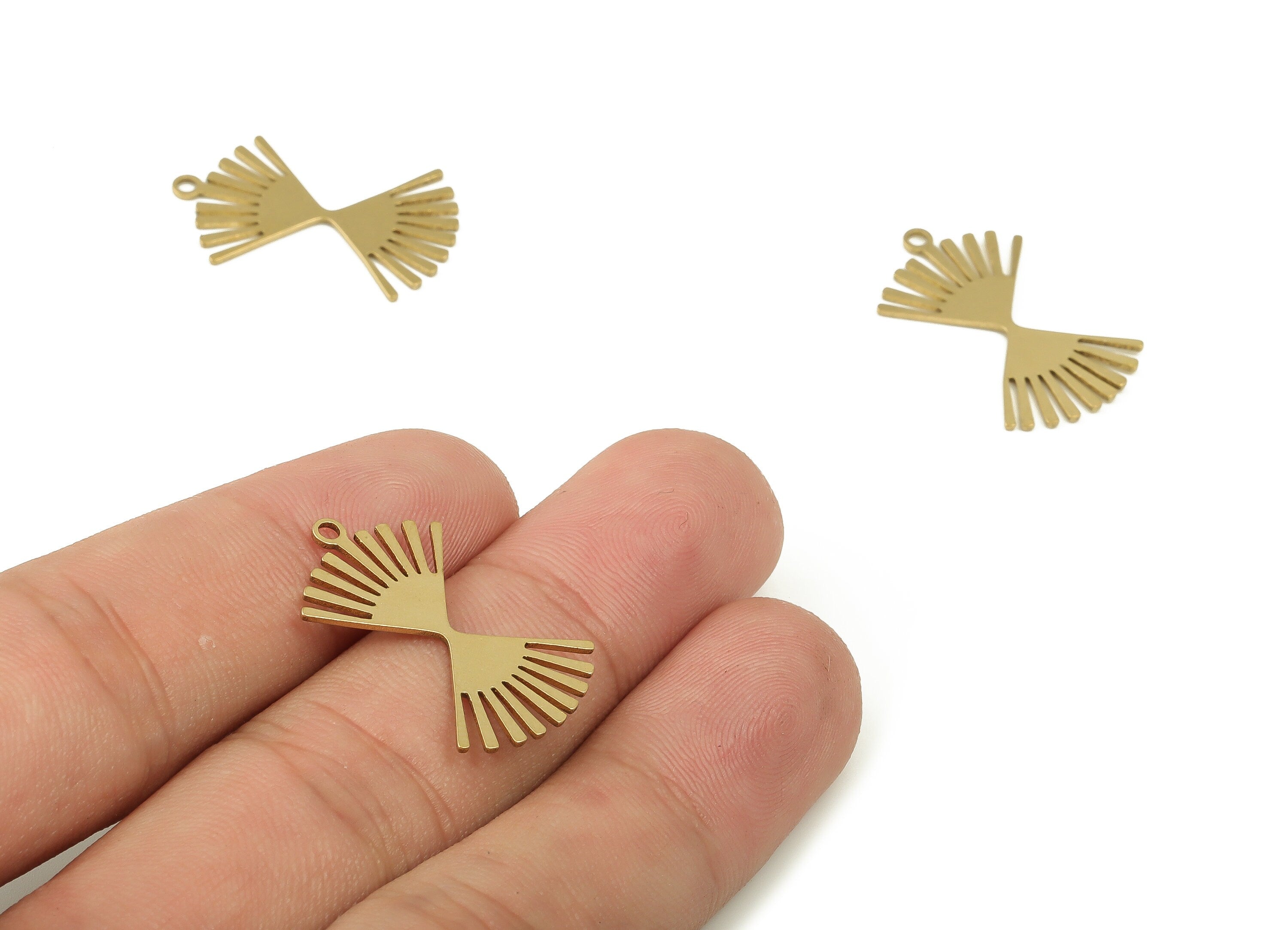 Brass Fringe Earring Charms - Raw Brass Fringe Pendant - Earring Findings - Jewelry Making Supplies - 24.98x15.65x0.75mm - PP4603 - DOMEDBAZAAR