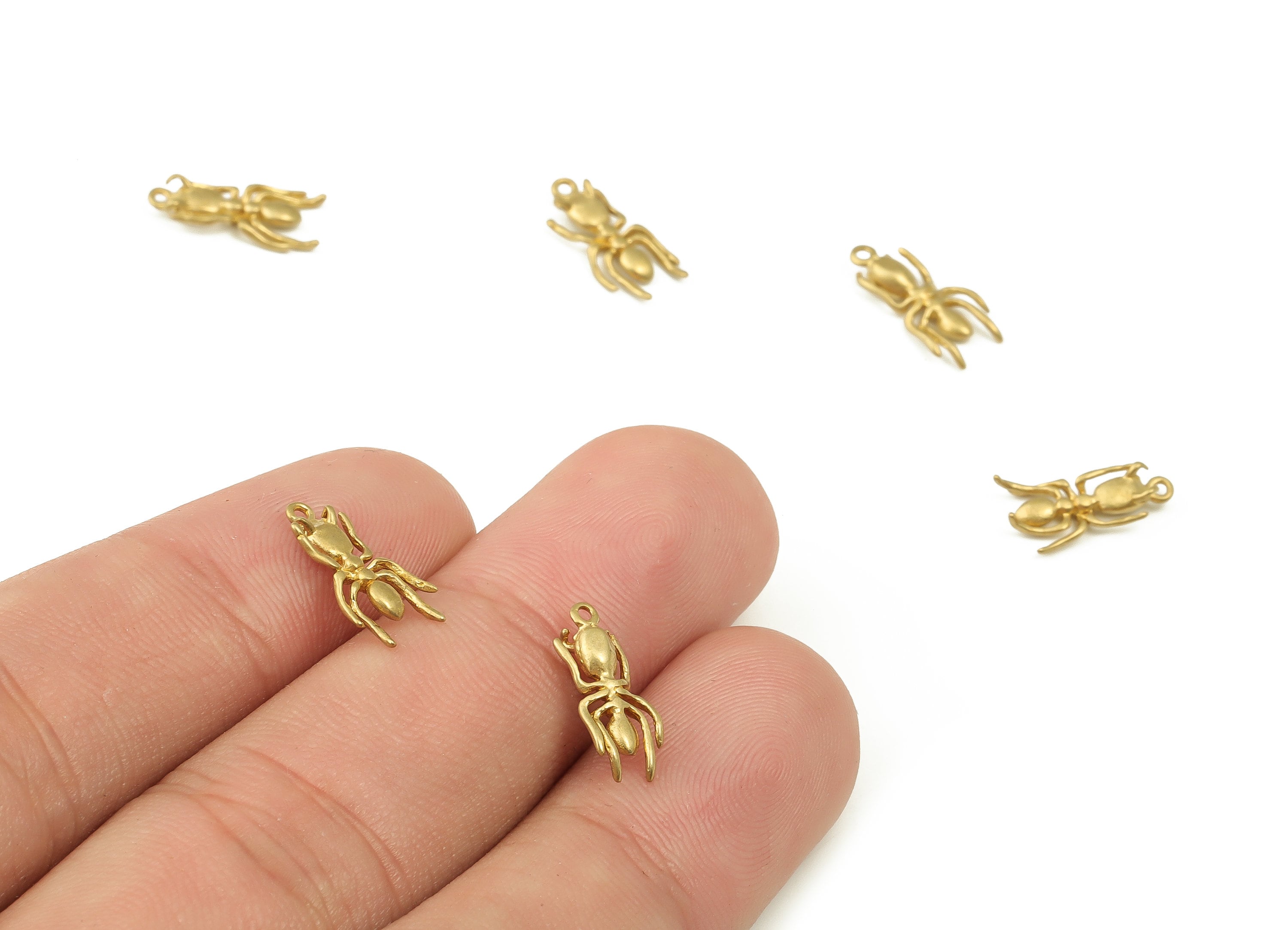 Brass Insect Earring Charms - Raw Brass Insect Pendant - Earring Findings - DIY Jewelry Making Supplies - 13.75x5.54x2.18mm - PP4512 - DOMEDBAZAAR
