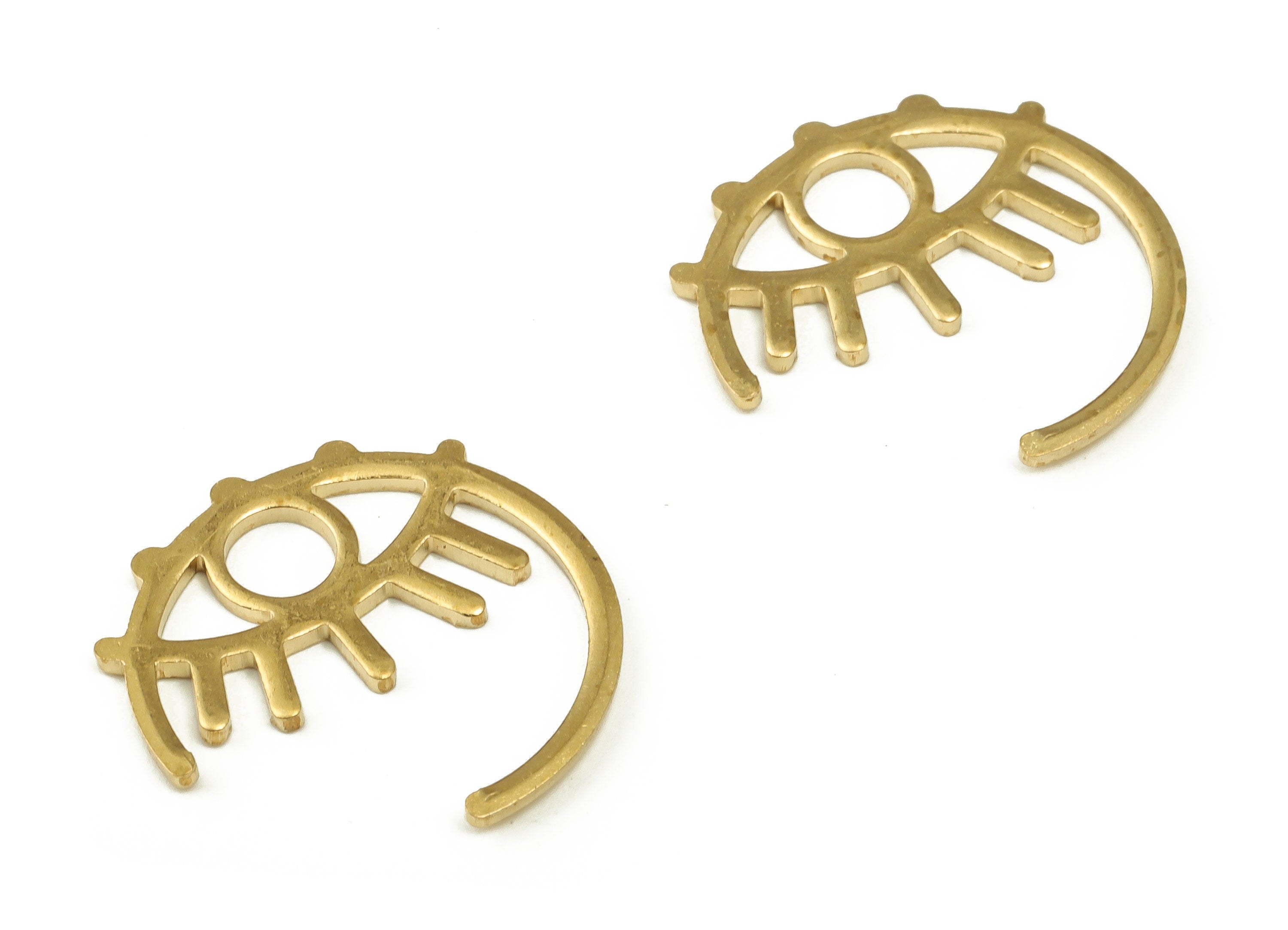 Brass Eye Earring Charms - Raw Brass Semi circle Pendant - Earring Findings - DIY Jewelry Making Supplies - 18.96x18.65x0.99mm - PP4597 - DOMEDBAZAAR