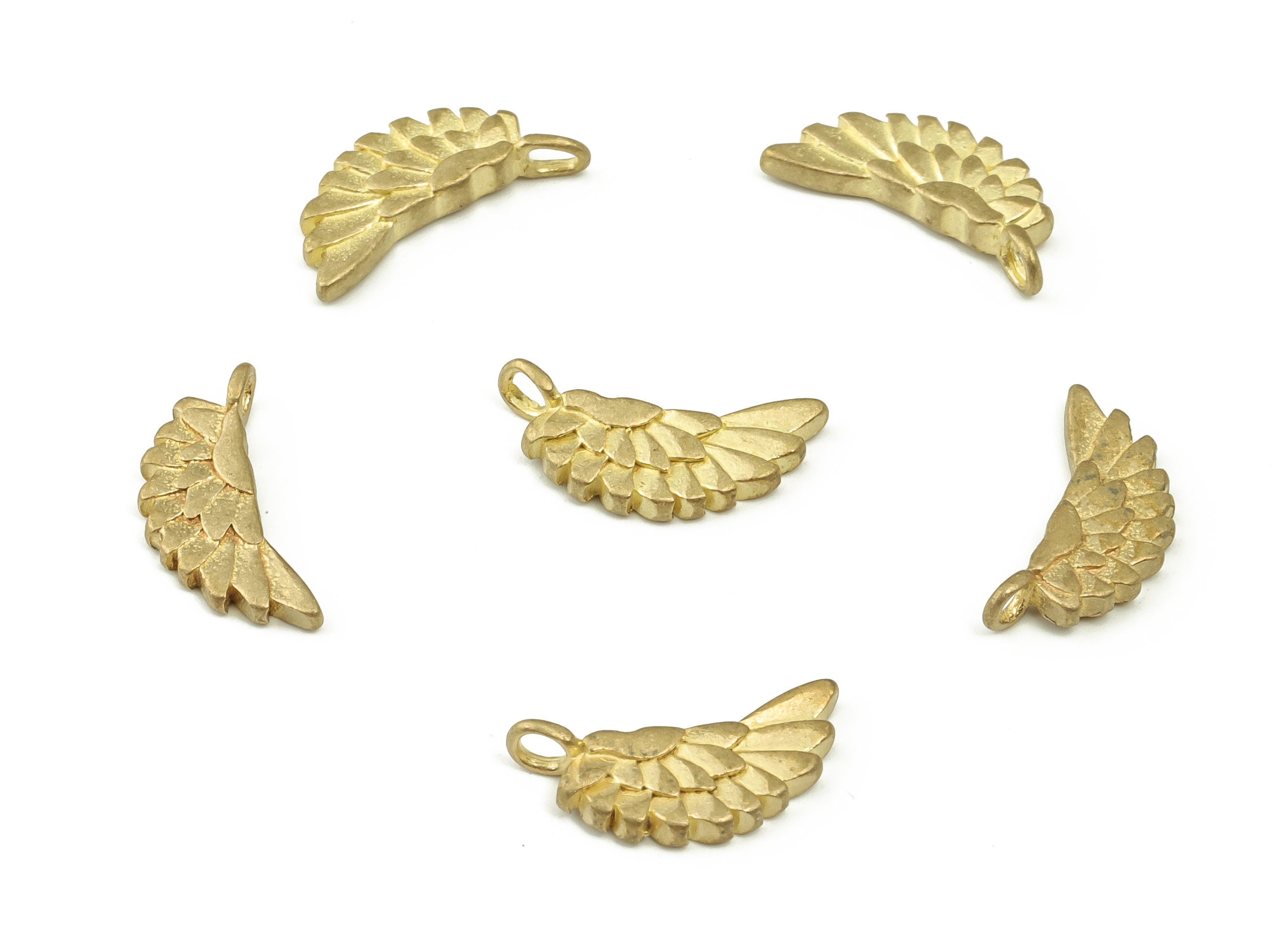 Brass Wing Charm Pendant Charm - Raw Brass Geometric Angel Wing Earring Charm - Jewelry Making Supplies - 13.69x6.94x1.79mm - PP4506 - DOMEDBAZAAR
