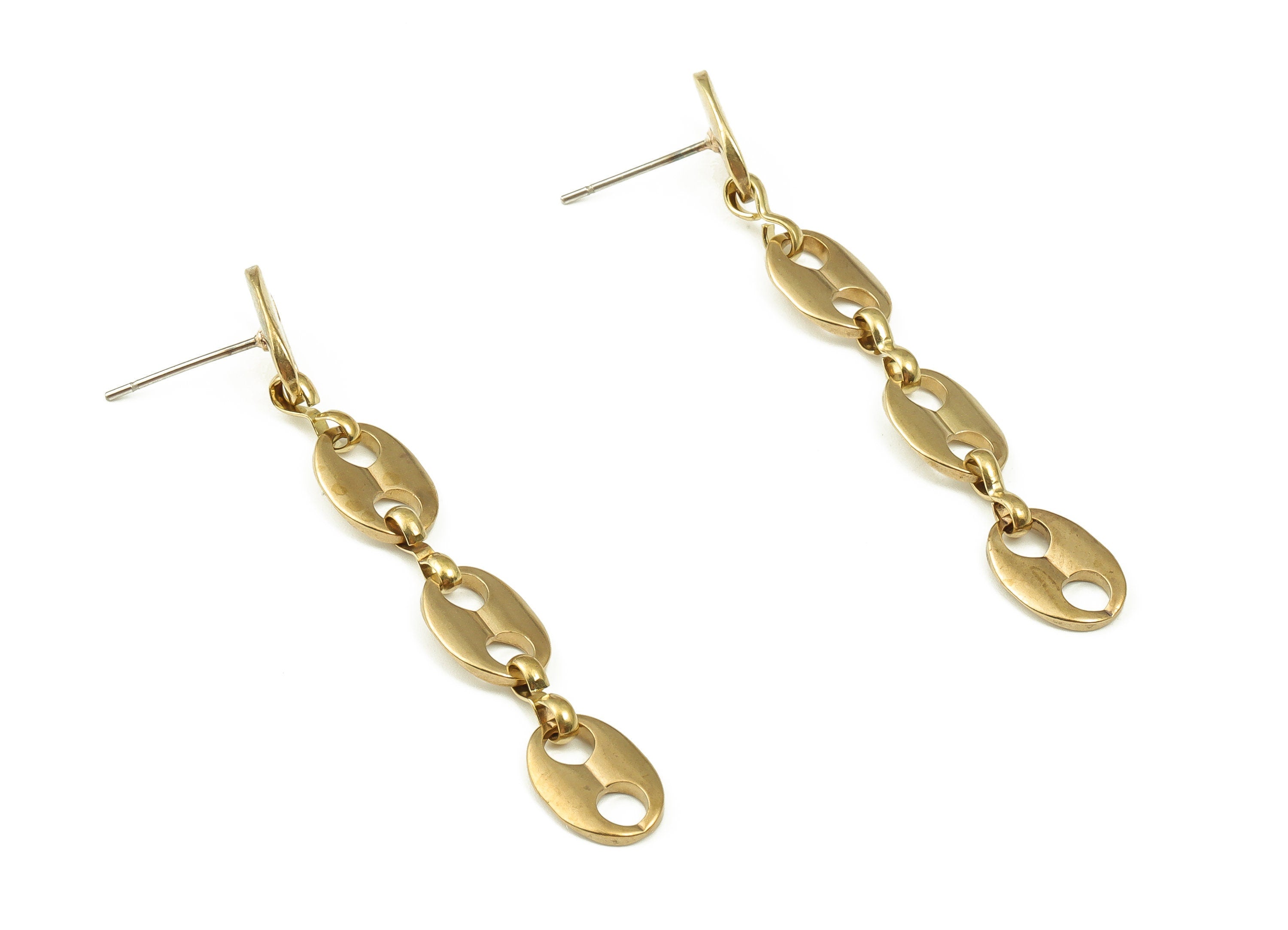 Brass Chunky Chain Earring Stud - Raw Brass Oval Earring Post - Stainless Steel Stud - Jewelry Making Supplies - 56.57x7.93x1.36mm - PP4489 - DOMEDBAZAAR