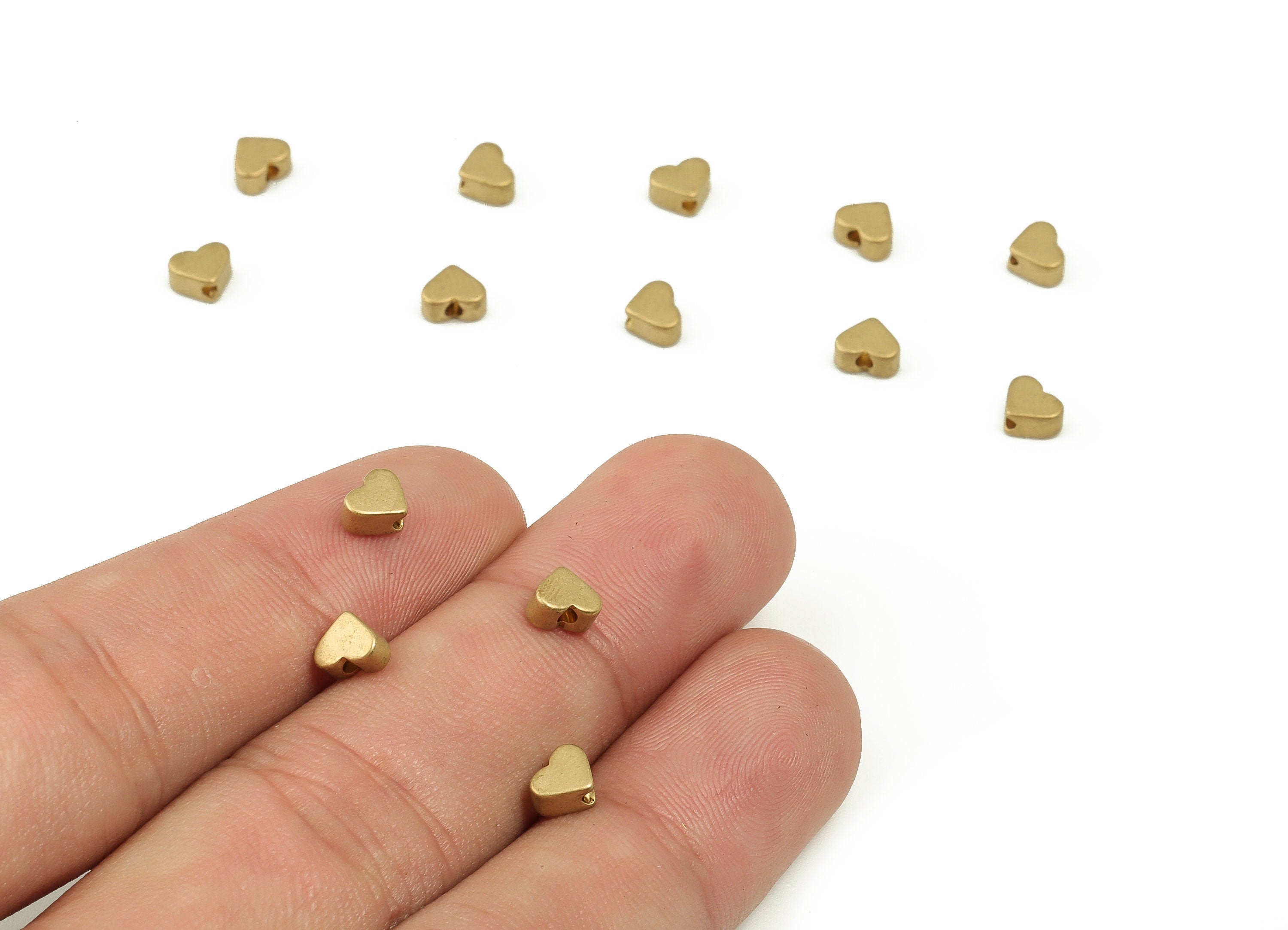 Heart Spacer Bead - Brass Heart Charms - Raw Brass Heart Pendant - Earrings Finding - Jewelry Making Supplies - 5.32x4.35x2.57mm - PP4241 - DOMEDBAZAAR