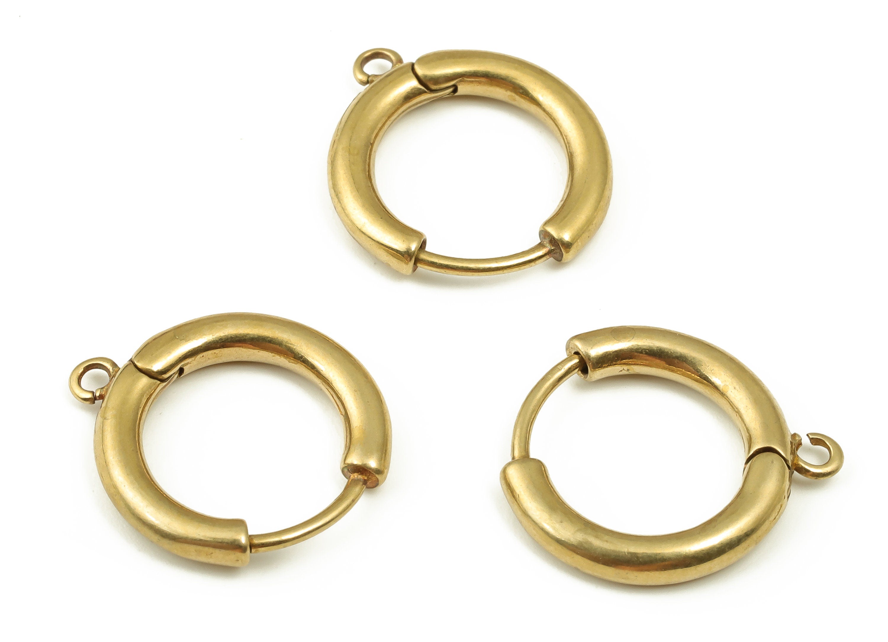 Small Round Hoop Earring -Circle Hoop Thick Earring - Dainty Round Brass Huggie Earring - Chunky Hoop Earring - 16.63x14.48x2.29mm - PP4237 - DOMEDBAZAAR