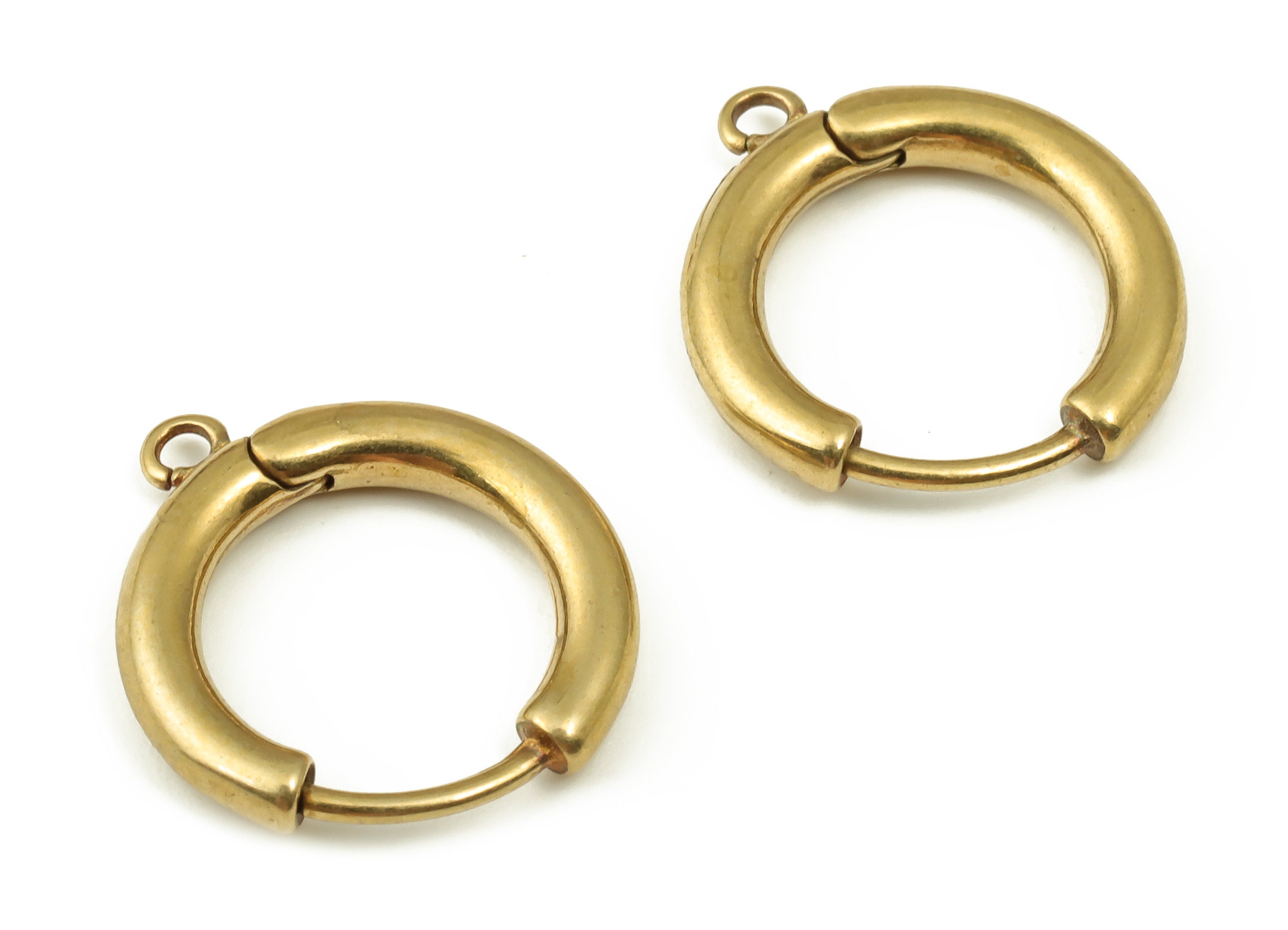 Small Round Hoop Earring -Circle Hoop Thick Earring - Dainty Round Brass Huggie Earring - Chunky Hoop Earring - 16.63x14.48x2.29mm - PP4237 - DOMEDBAZAAR