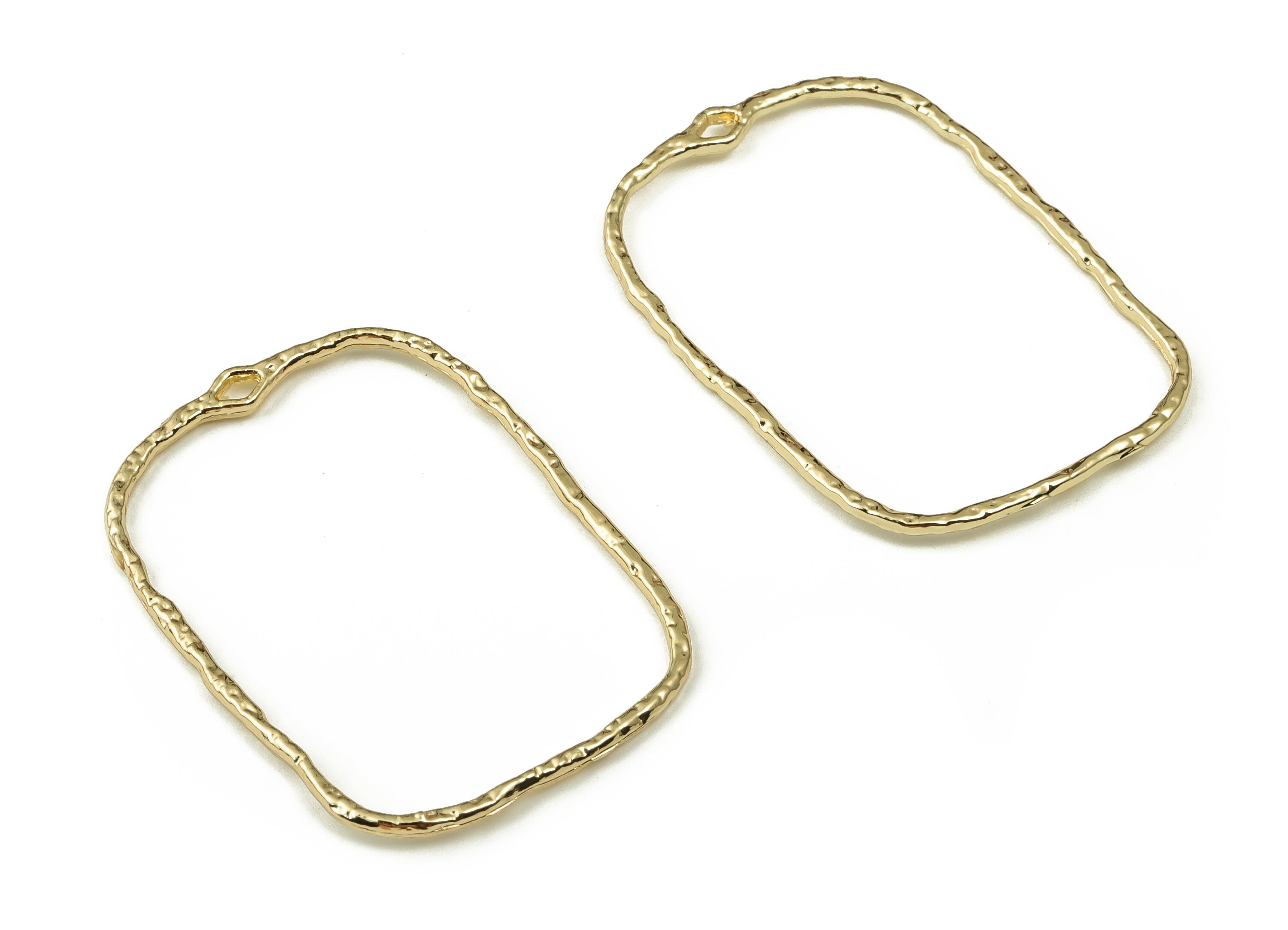 Alloy Square Earrings Charm - Zinc Alloy Square Pendant Charm - Gold Tone Plated Alloy - Jewelry Making Supplies -46.13x32.16x1.63mm- ZZ1822 - DOMEDBAZAAR