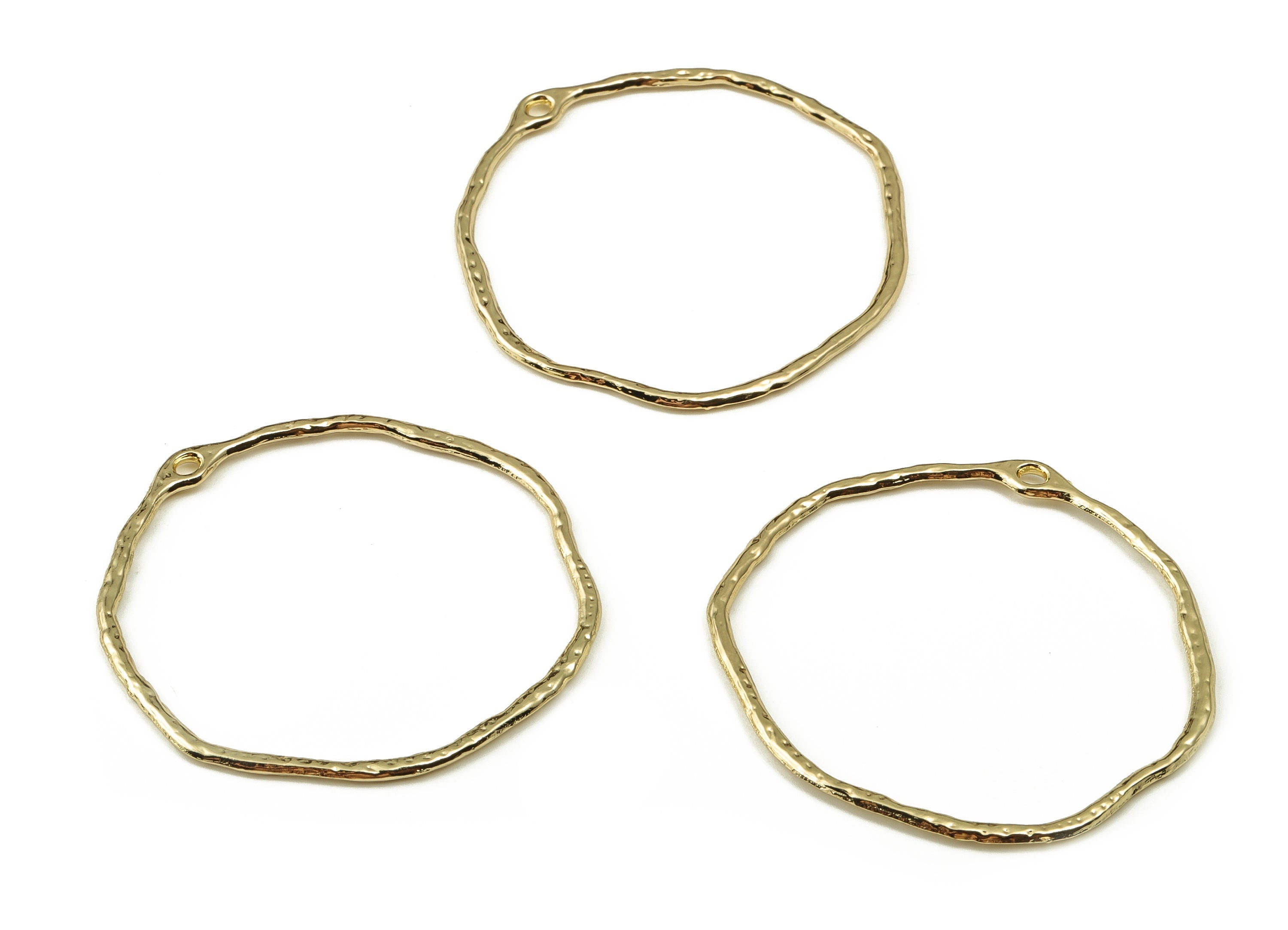 Alloy Round Earring Charms - Zinc Alloy Circle Pendant Charm - Gold Tone Plated Alloy - Jewelry Making Supplies -43.38x42.23x1.43mm- ZZ1817 - DOMEDBAZAAR