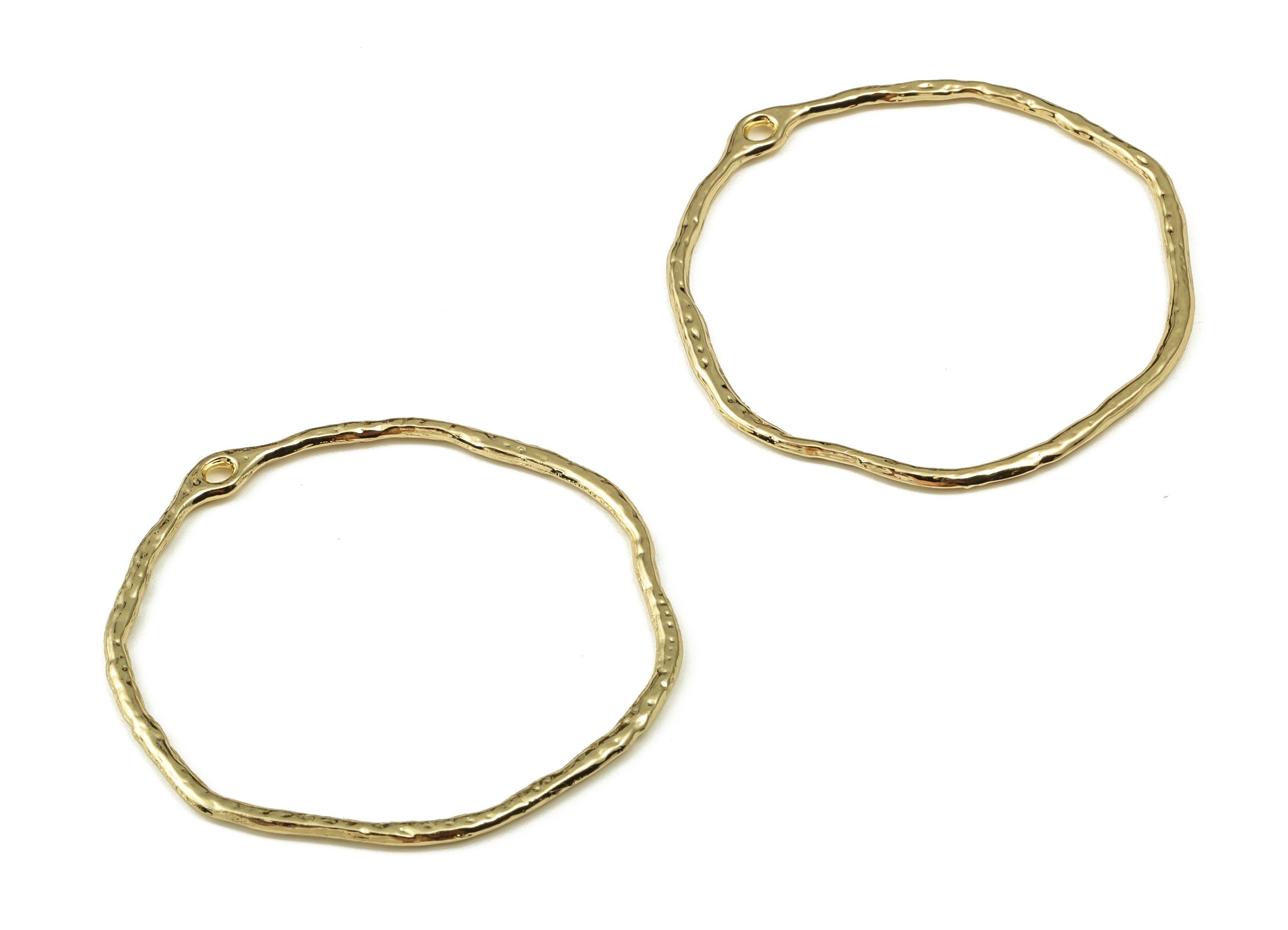 Alloy Round Earring Charms - Zinc Alloy Circle Pendant Charm - Gold Tone Plated Alloy - Jewelry Making Supplies -43.38x42.23x1.43mm- ZZ1817 - DOMEDBAZAAR