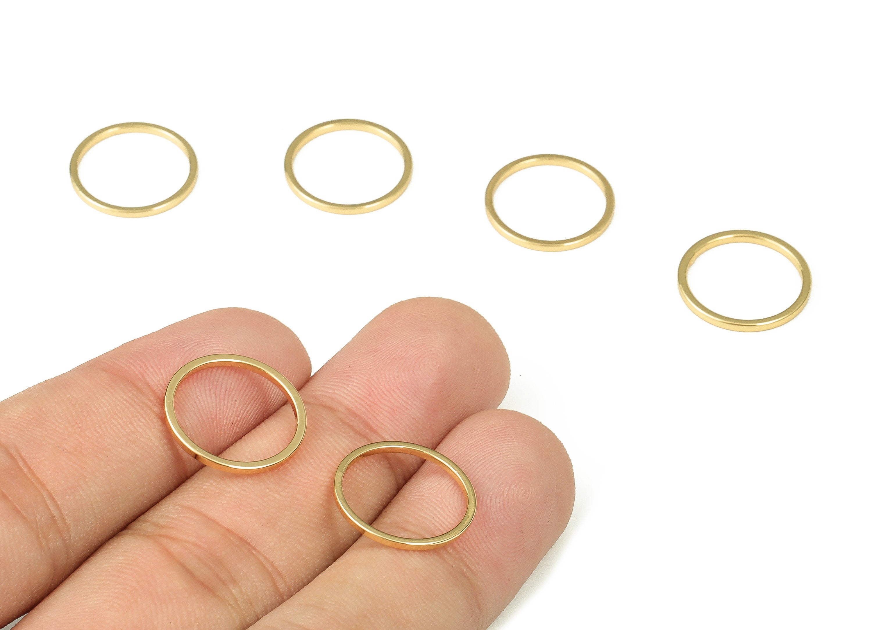 Brass Round Connector - Gold Round Links - Brass Circle Connector - 18K Real Gold Plated Brass - Jewelry Supplies - 15x1x1mm - RGP3310-15 - DOMEDBAZAAR