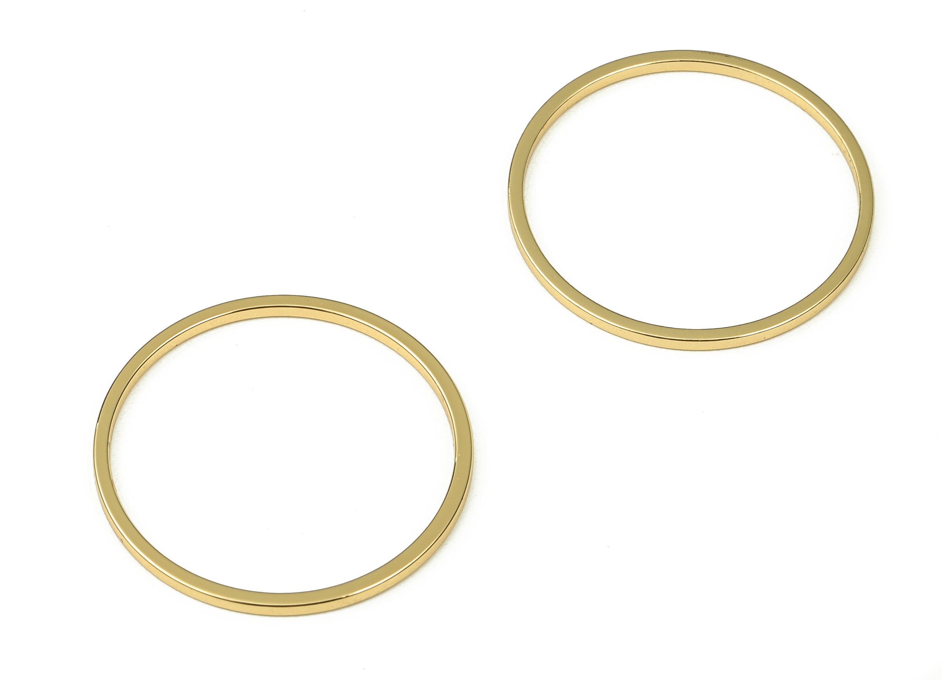 Brass Round Connector - Gold Round Links - Brass Circle Connector - 18K Real Gold Plated Brass - Jewelry Supplies - 22x1x1mm - RGP3310-22 - DOMEDBAZAAR