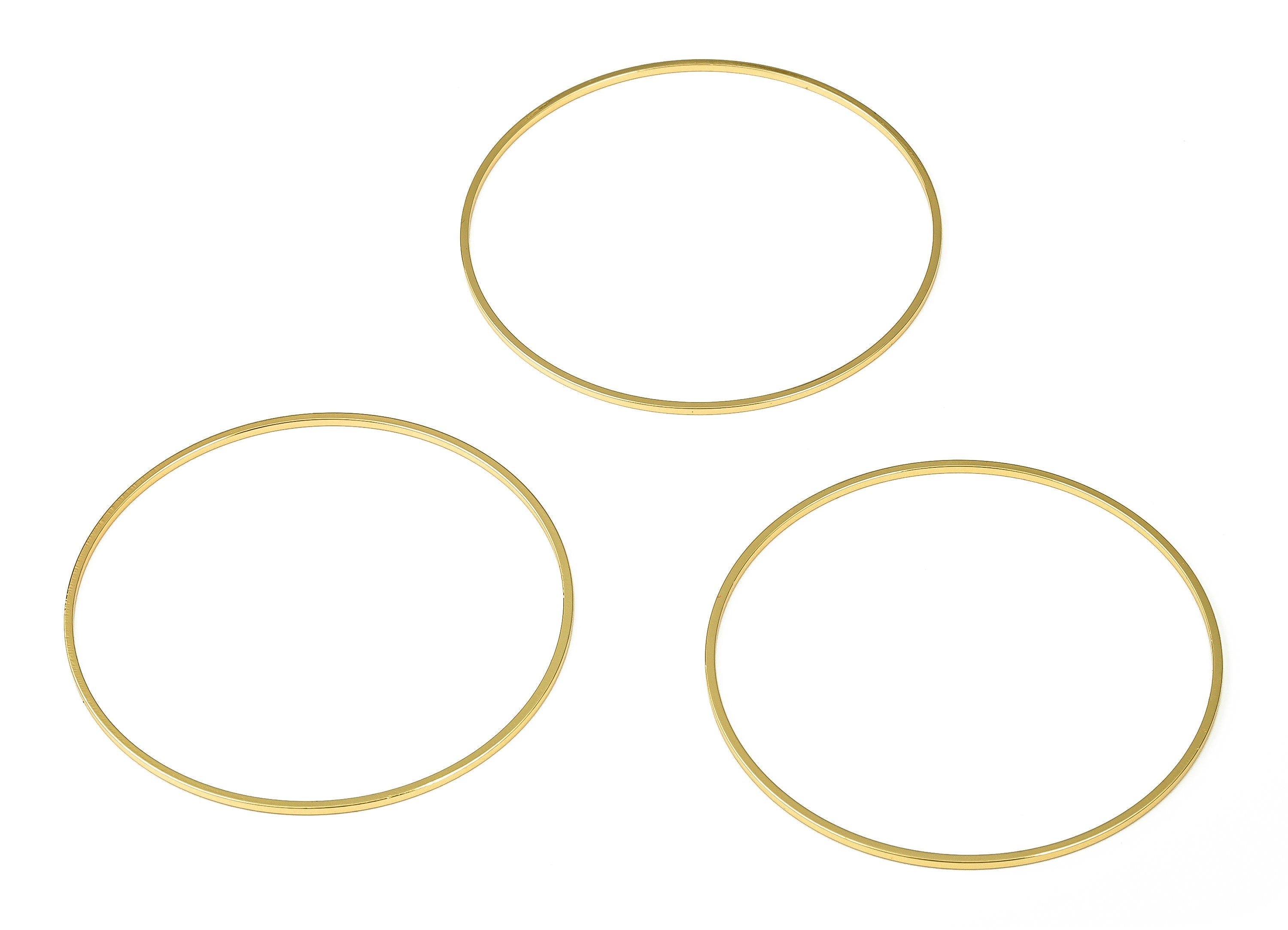 Brass Round Connector - Gold Round Links - Brass Circle Connector - 18K Real Gold Plated Brass - Jewelry Supplies - 50x1x1mm - RGP3310-50 - DOMEDBAZAAR