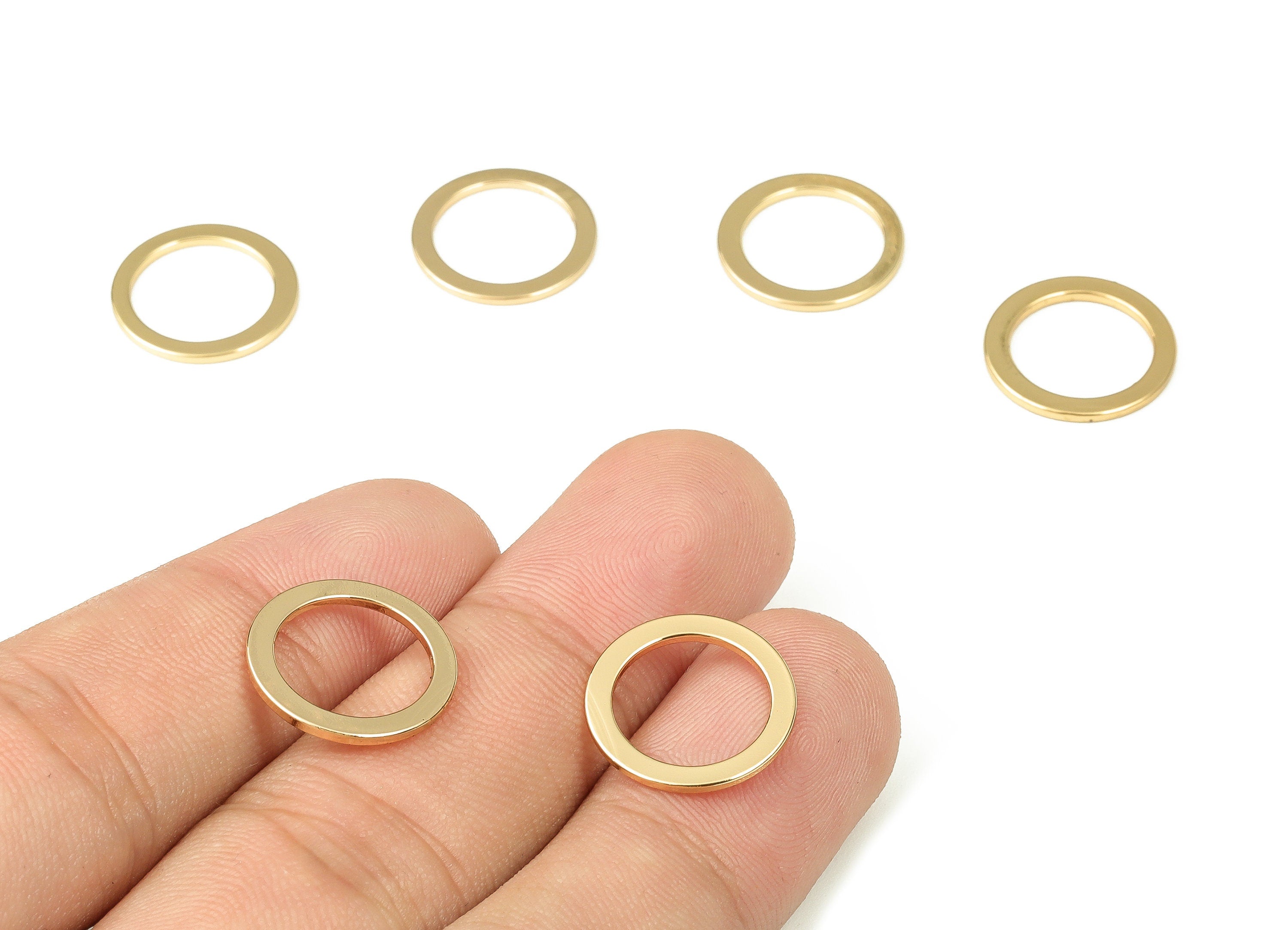 Brass Round Connector - Gold Round Links - Brass Circle Connector - 18K Real Gold Plated Brass - Jewelry Supplies - 15x2x1mm - RGP3312-15 - DOMEDBAZAAR
