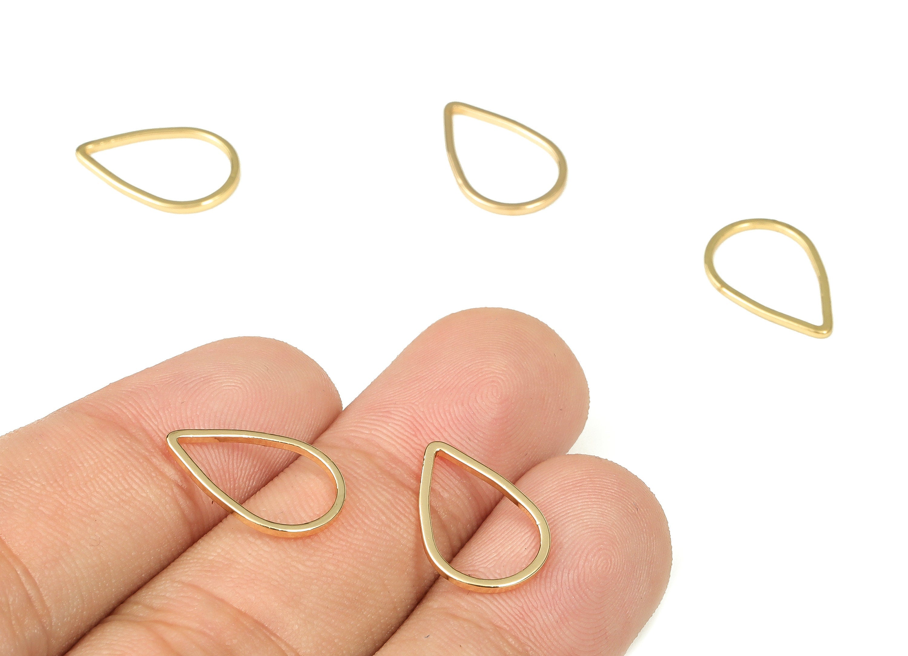 Drop Earring Charms - Drop Pendant Charms – Brass Drop Connectors - 18K Real Gold Plated Brass – Jewelry Making - 16x11x1mm - RGP3314-16 - DOMEDBAZAAR