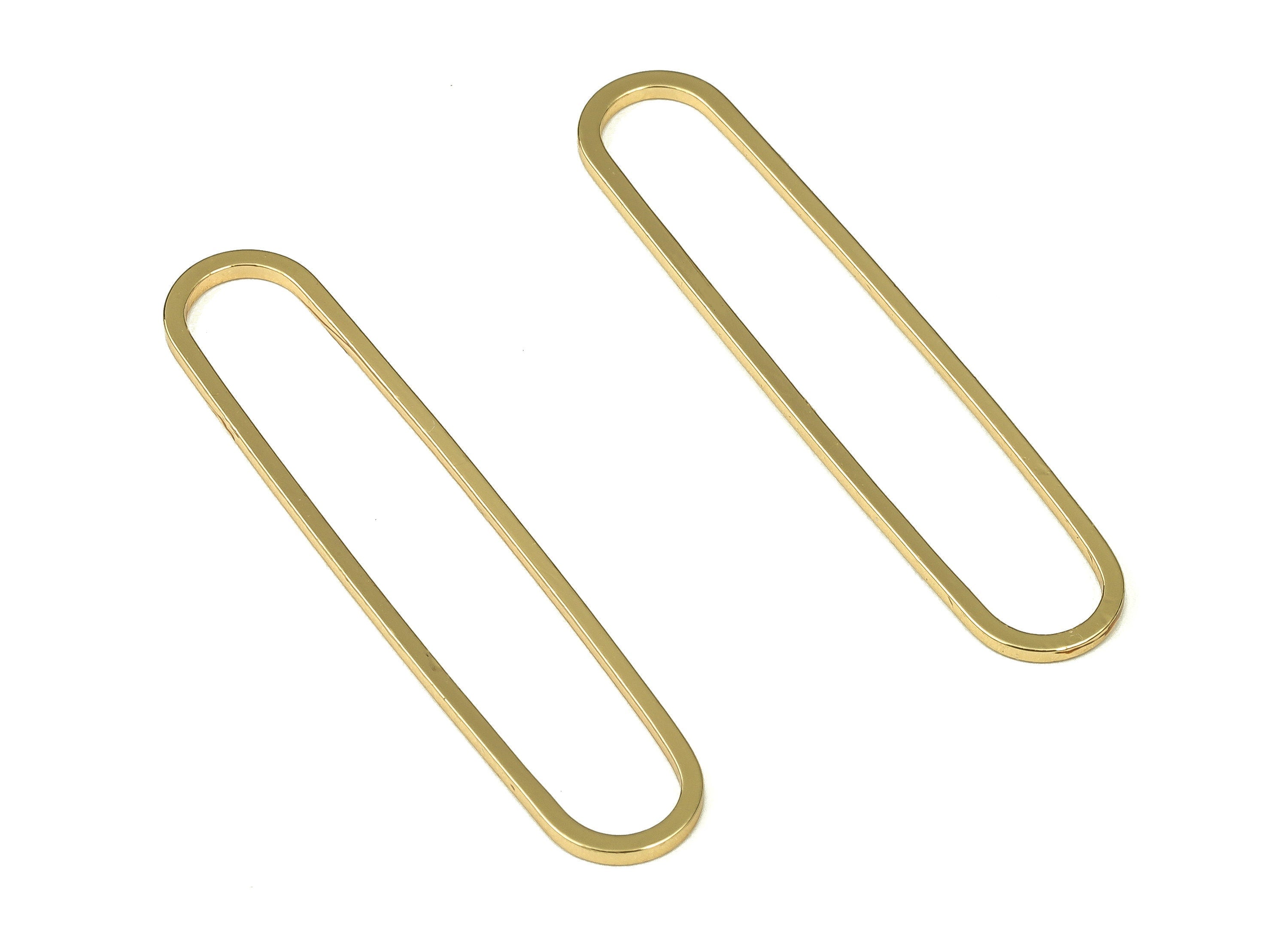 Brass Oval Earring Charms – Gold Oval Shaped Pendant – Oval Connector - 18K Real Gold Plated Brass – Jewelry Supplies- 40×7×1mm - RGP3318-40 - DOMEDBAZAAR