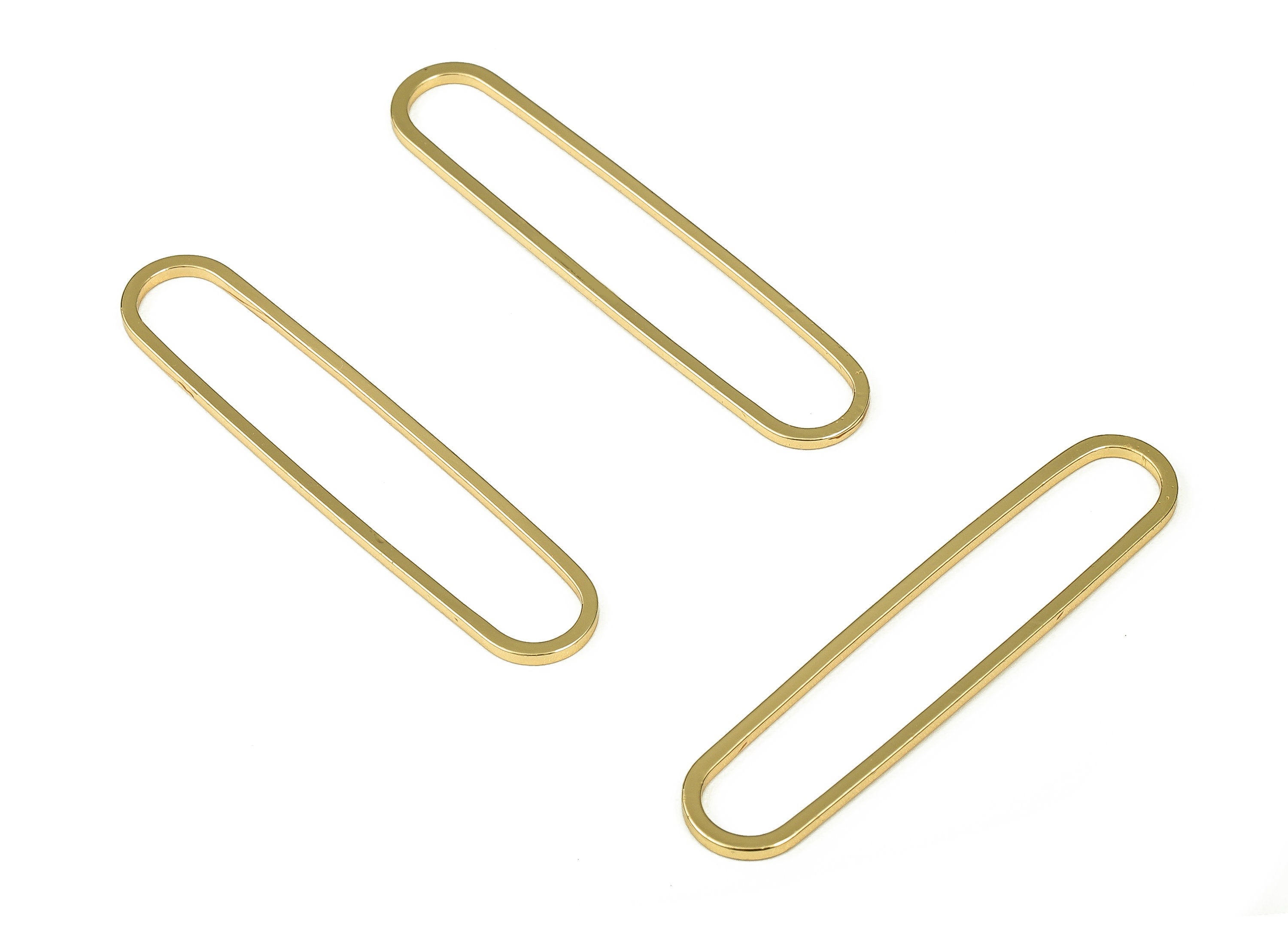 Brass Oval Earring Charms – Gold Oval Shaped Pendant – Oval Connector - 18K Real Gold Plated Brass – Jewelry Supplies- 40×7×1mm - RGP3318-40 - DOMEDBAZAAR