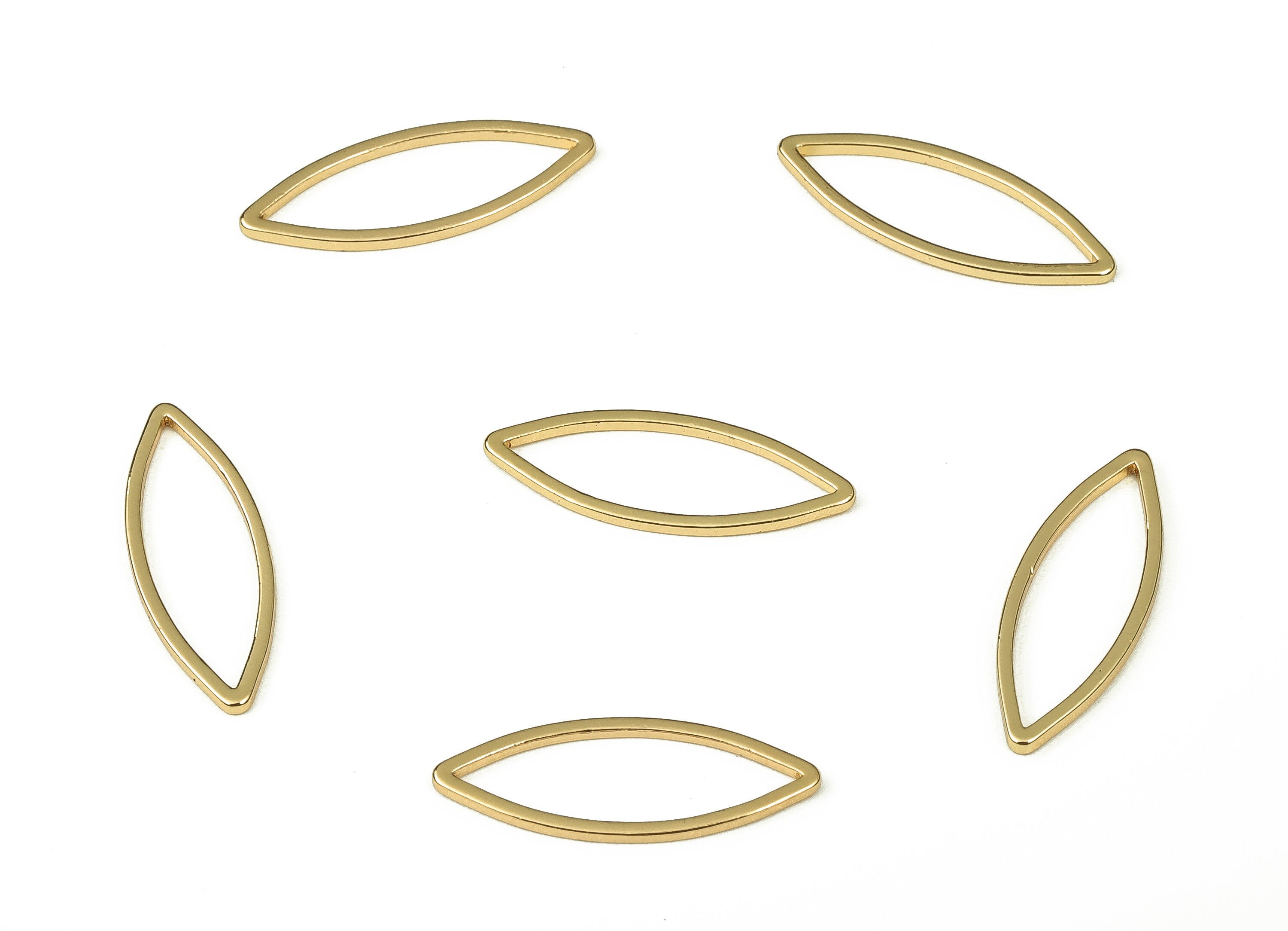 Brass Marquise Pendant - Marquise Earring Charms – Marquise Connector - 18K Real Gold Plated Brass – Jewelry Supplies - 19x7x1mm -RGP3317-19 - DOMEDBAZAAR