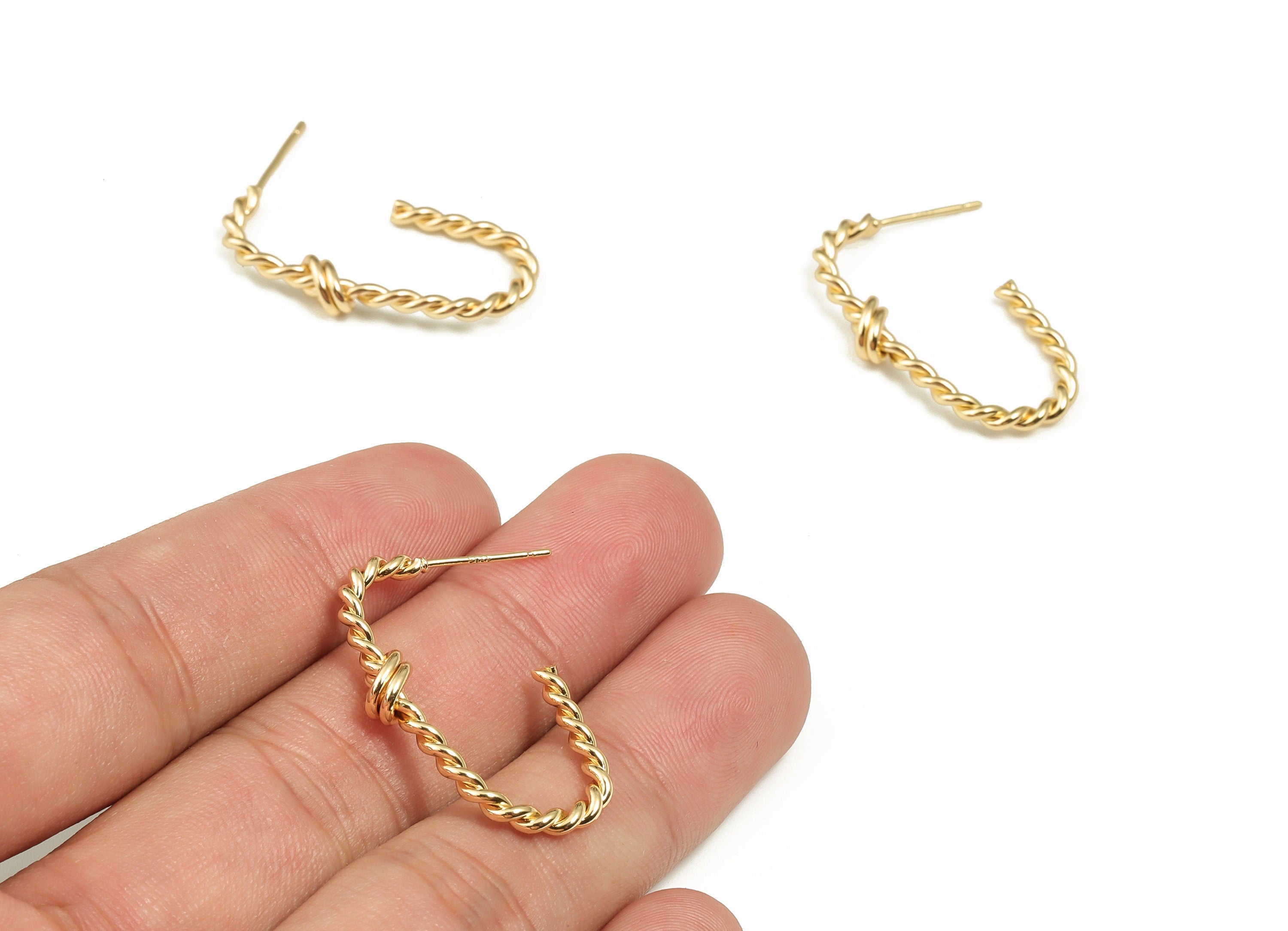 Brass Wave knotted Earring Post - Gold Geometric Earring Stud - 18K Real Gold Plated Brass - Brass Stud - 31.98x17.81x5.09mm - RGP3656 - DOMEDBAZAAR