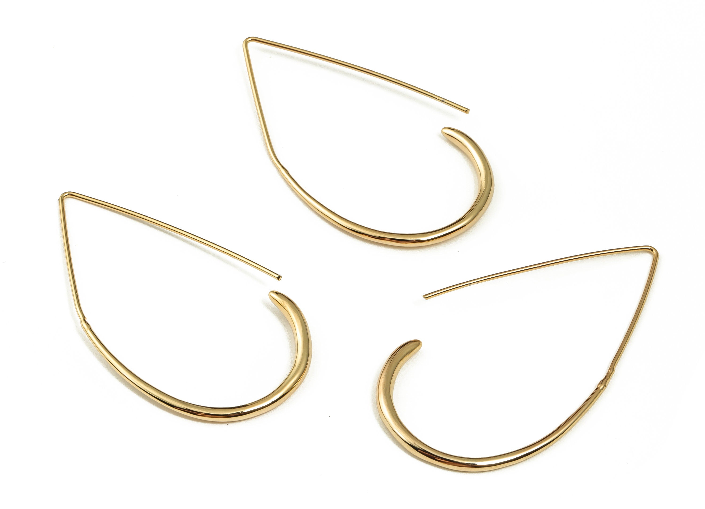 Brass Drop Earring Hooks - Brass Drop Earring Wire - 18K Real Gold Plated Brass Ear Wires - Jewelry Supplies -52.24x30.48x2.68mm- RGP3971 - DOMEDBAZAAR