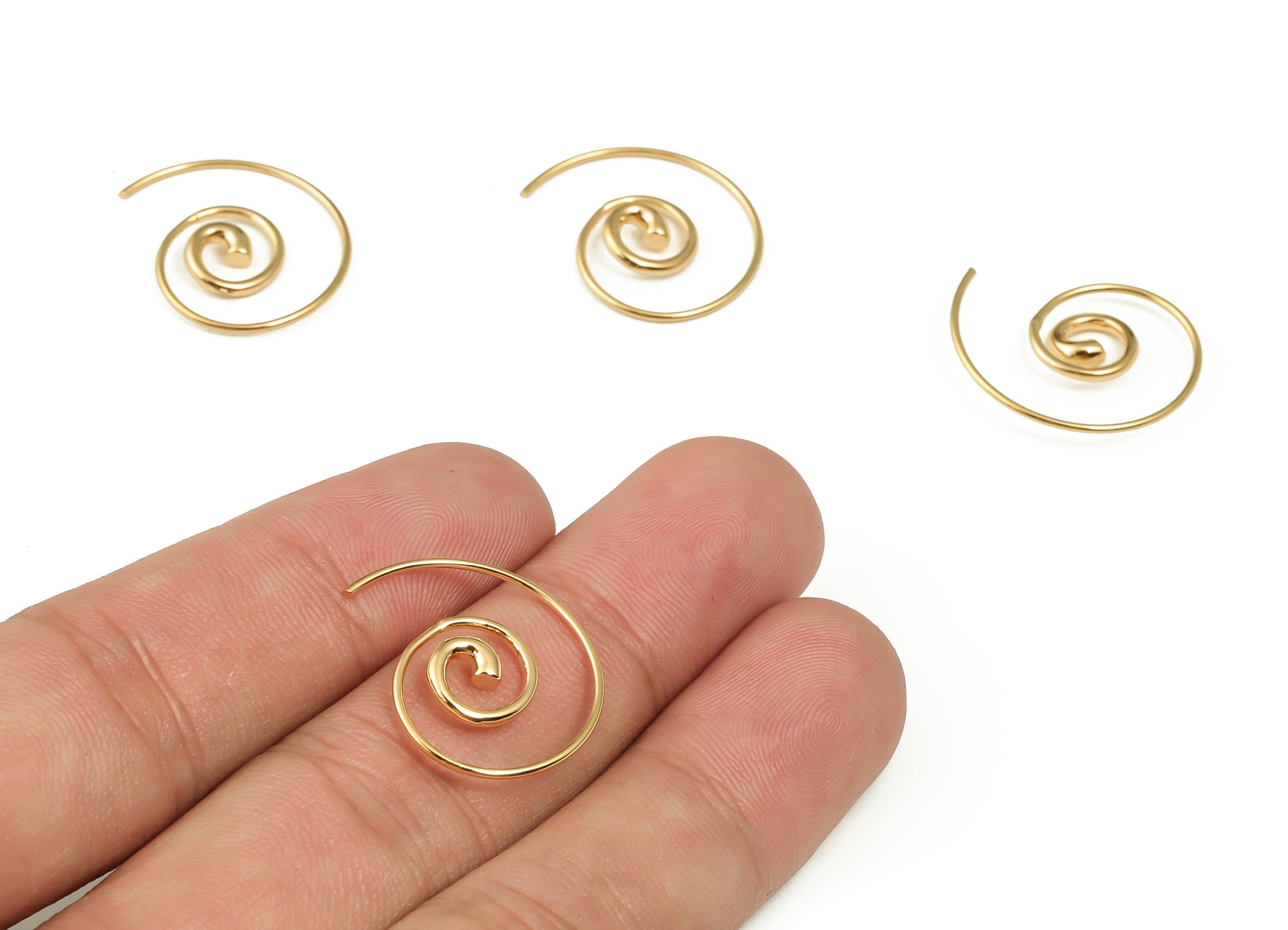 Brass Earring Hook - Gold Earring Wire -18K Real Gold Plated Brass - Brass Ear Wires - Jewelry Making Supplies -22.13x21.65x2.56mm- RGP3995 - DOMEDBAZAAR