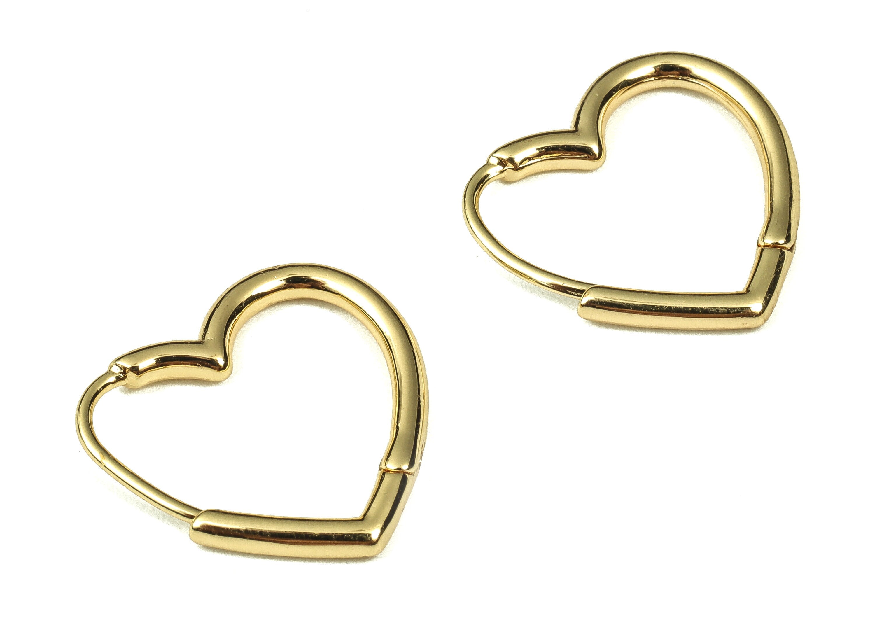 Brass Love Heart Huggie Earring - Brass Stud Earrings - Hoop Earring - 18K Gold Plated Brass - Jewelry Supplies -20.02x19.37x2.24mm- RGP3362 - DOMEDBAZAAR