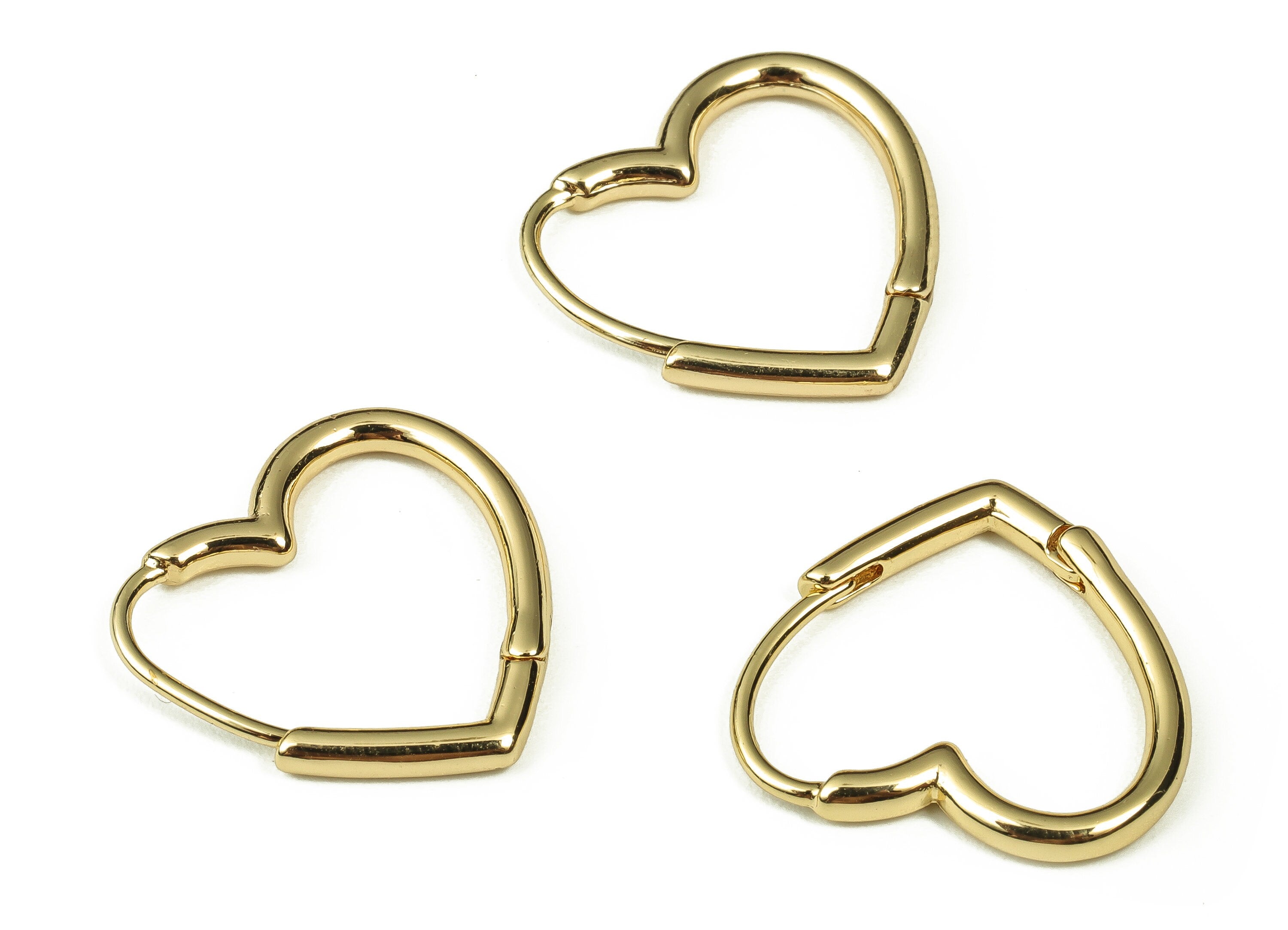 Brass Love Heart Huggie Earring - Brass Stud Earrings - Hoop Earring - 18K Gold Plated Brass - Jewelry Supplies -20.02x19.37x2.24mm- RGP3362 - DOMEDBAZAAR