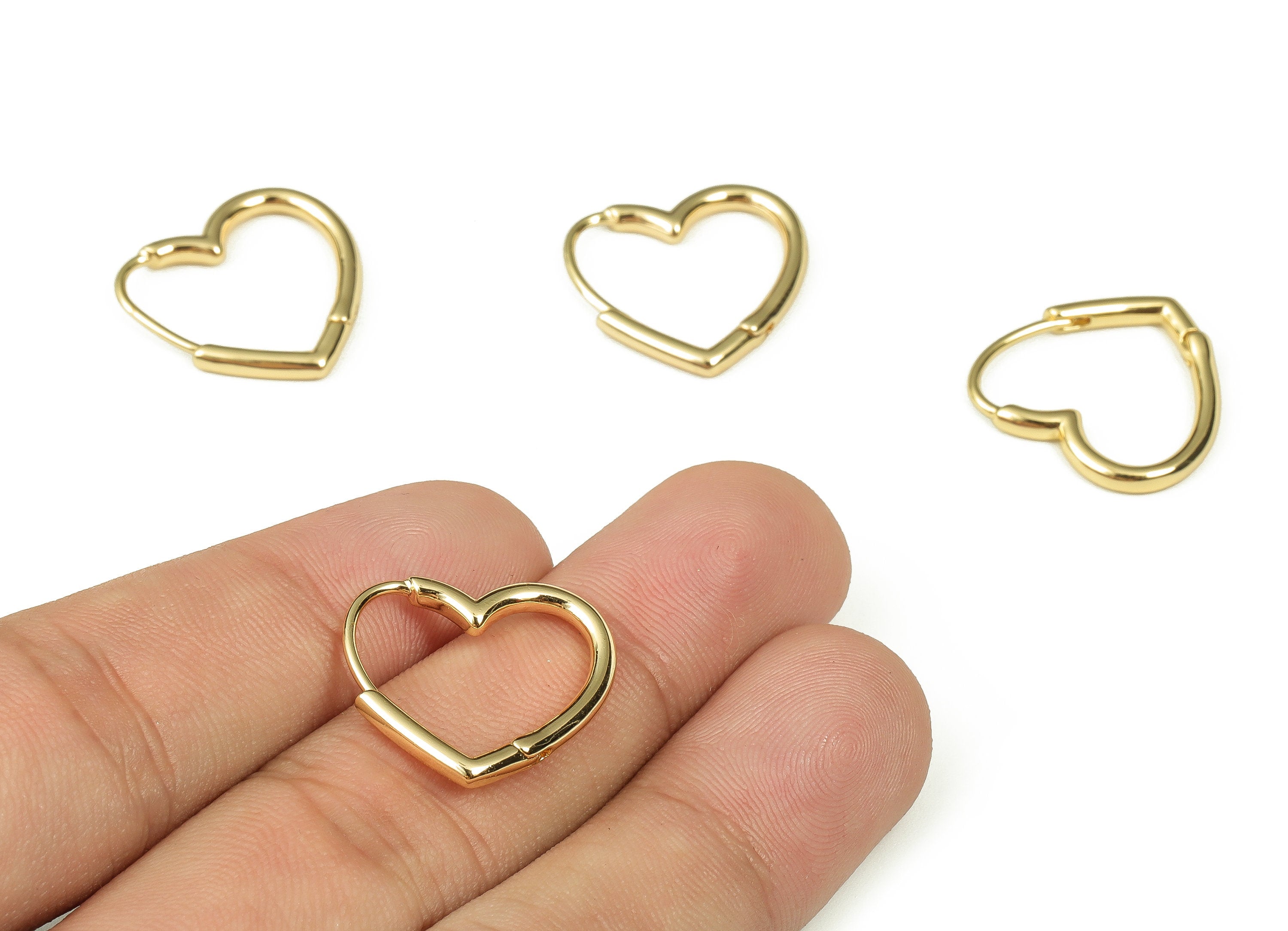 Brass Love Heart Huggie Earring - Brass Stud Earrings - Hoop Earring - 18K Gold Plated Brass - Jewelry Supplies -20.02x19.37x2.24mm- RGP3362 - DOMEDBAZAAR