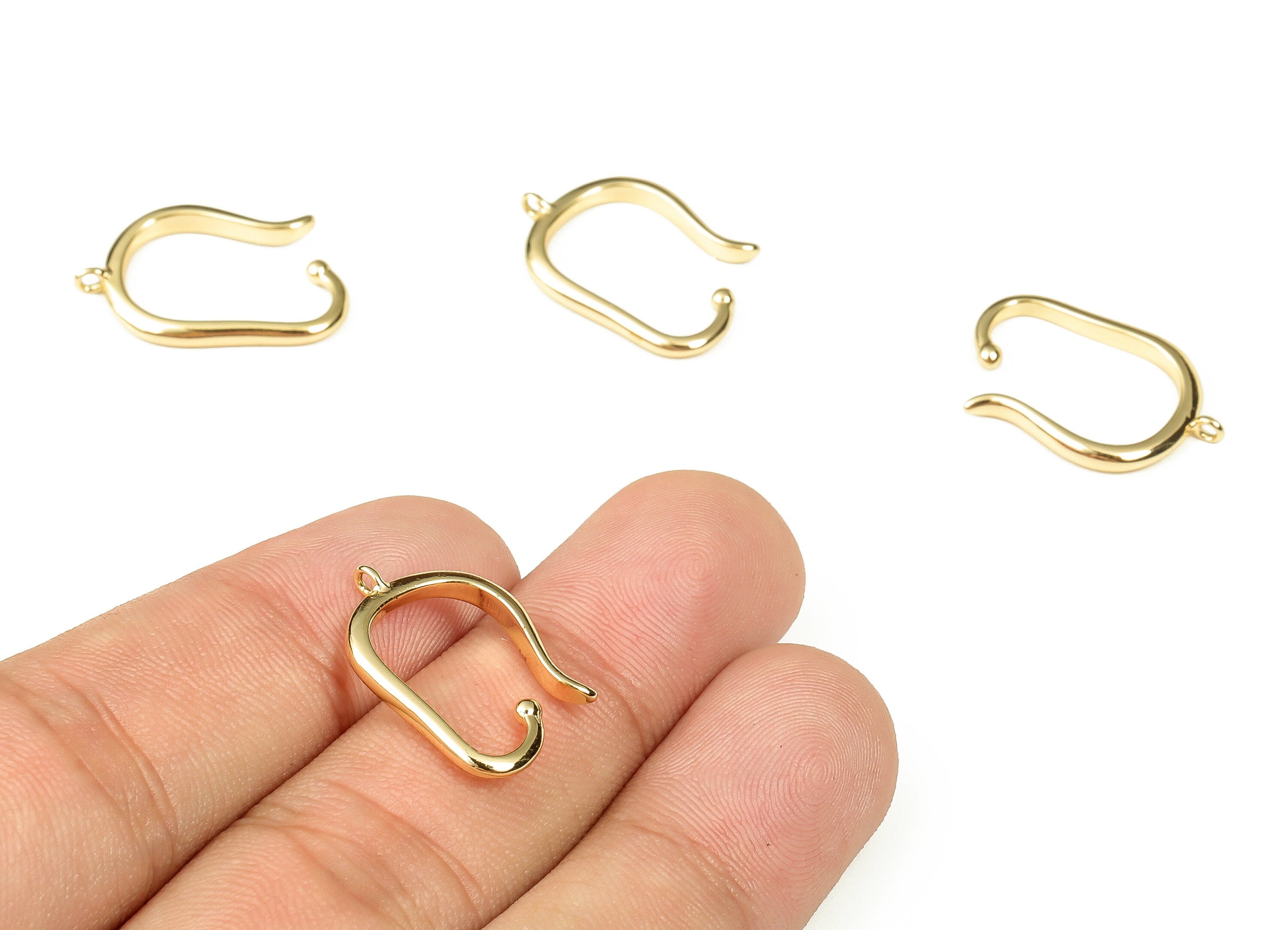 Brass Open Hoop Earrings - Brass Geometric Hoop Earrings - 18k Real Gold Plated Brass - Jewelry Making Supplies -21.59x14.32x2.16mm- RGP3366 - DOMEDBAZAAR