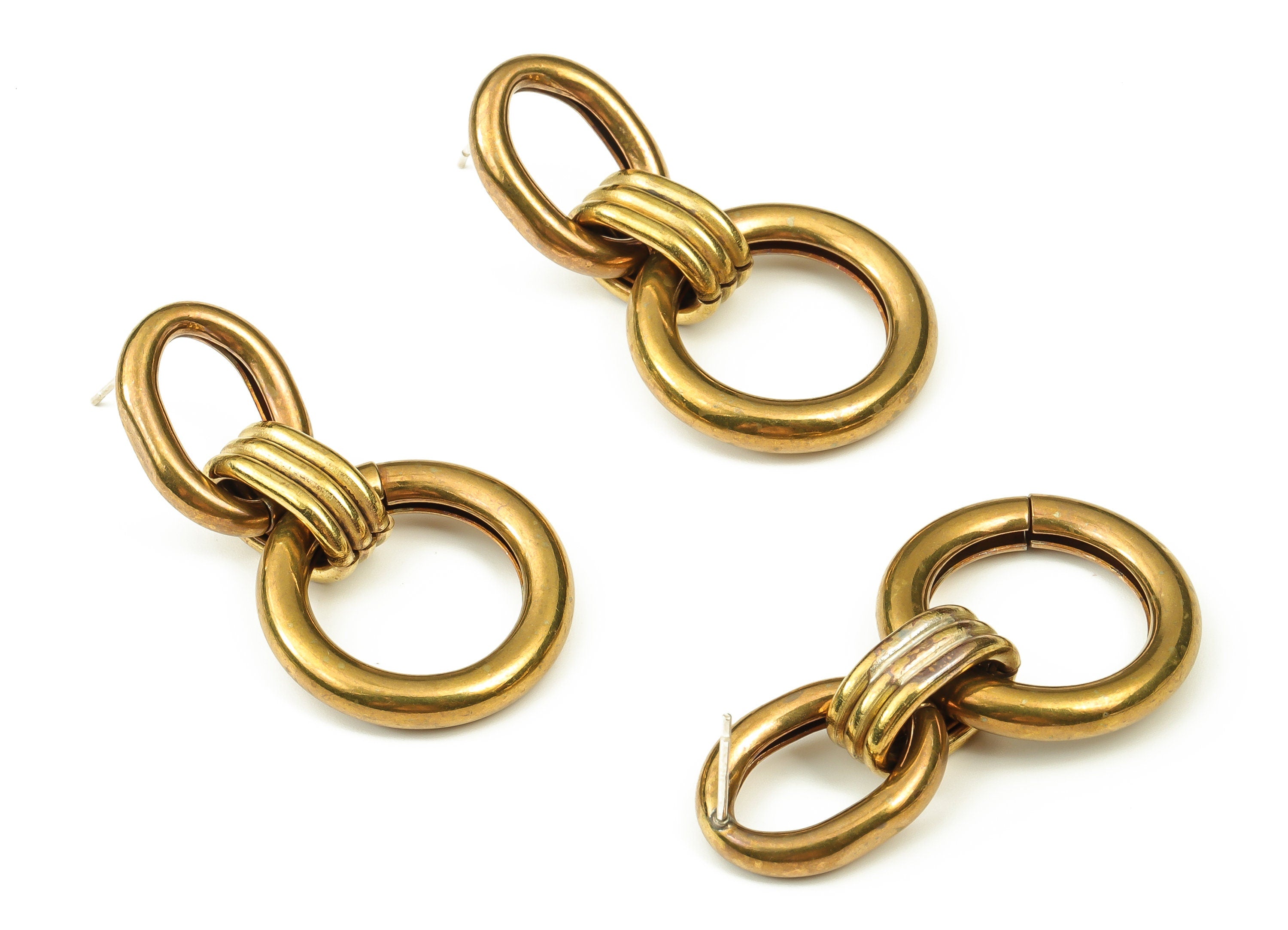 Raw Brass 8 Shape Stud Earring – Double Ring Earring Stud – Stainless Steel Earring Post - Earring Finding - 41.56x22.66x9mm - PP4527 - DOMEDBAZAAR