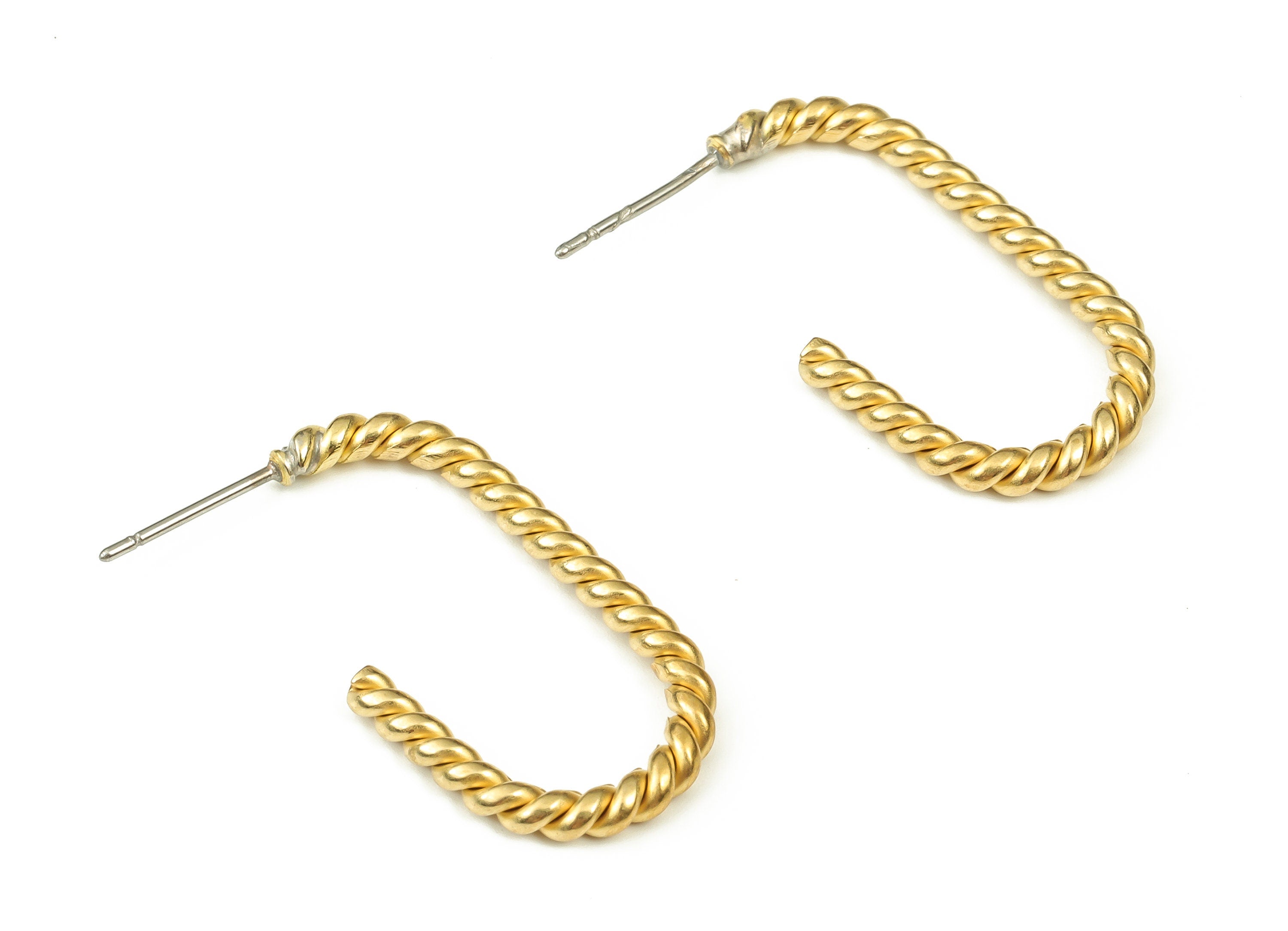 Raw Brass Surgical Stainless Steel Stud – Brass U Earring Stud - Texture Earring Post - Jewelry Making Supplies – 29.25x14.88x2.5mm - PP4518 - DOMEDBAZAAR