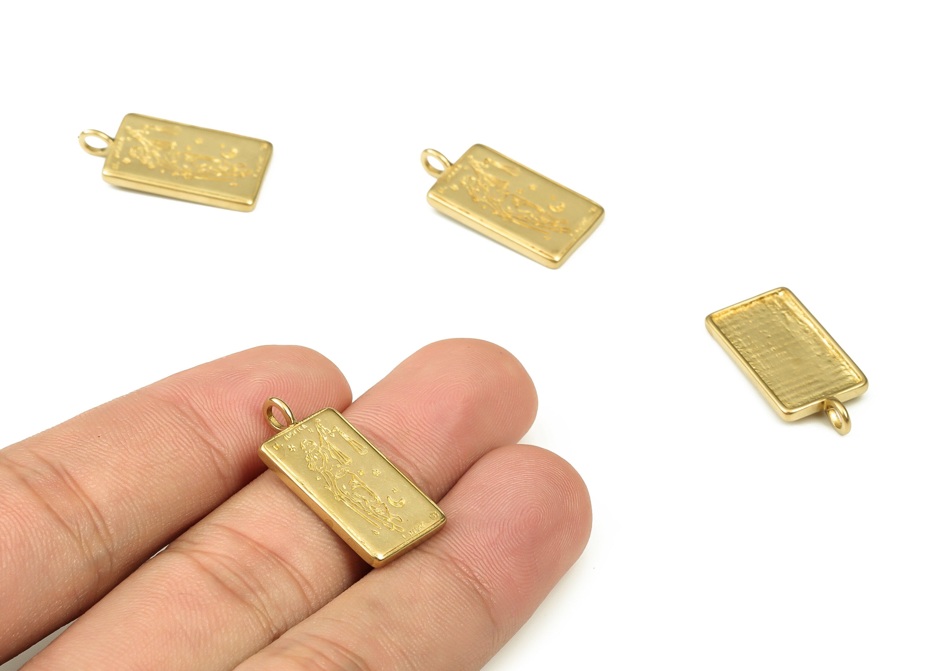Brass Rectangle Earring Charms - Raw Brass Rectangle Pendant - Earring Findings - Jewelry Making Supplies - 24.52x12.01x1.85mm - PP4541 - DOMEDBAZAAR