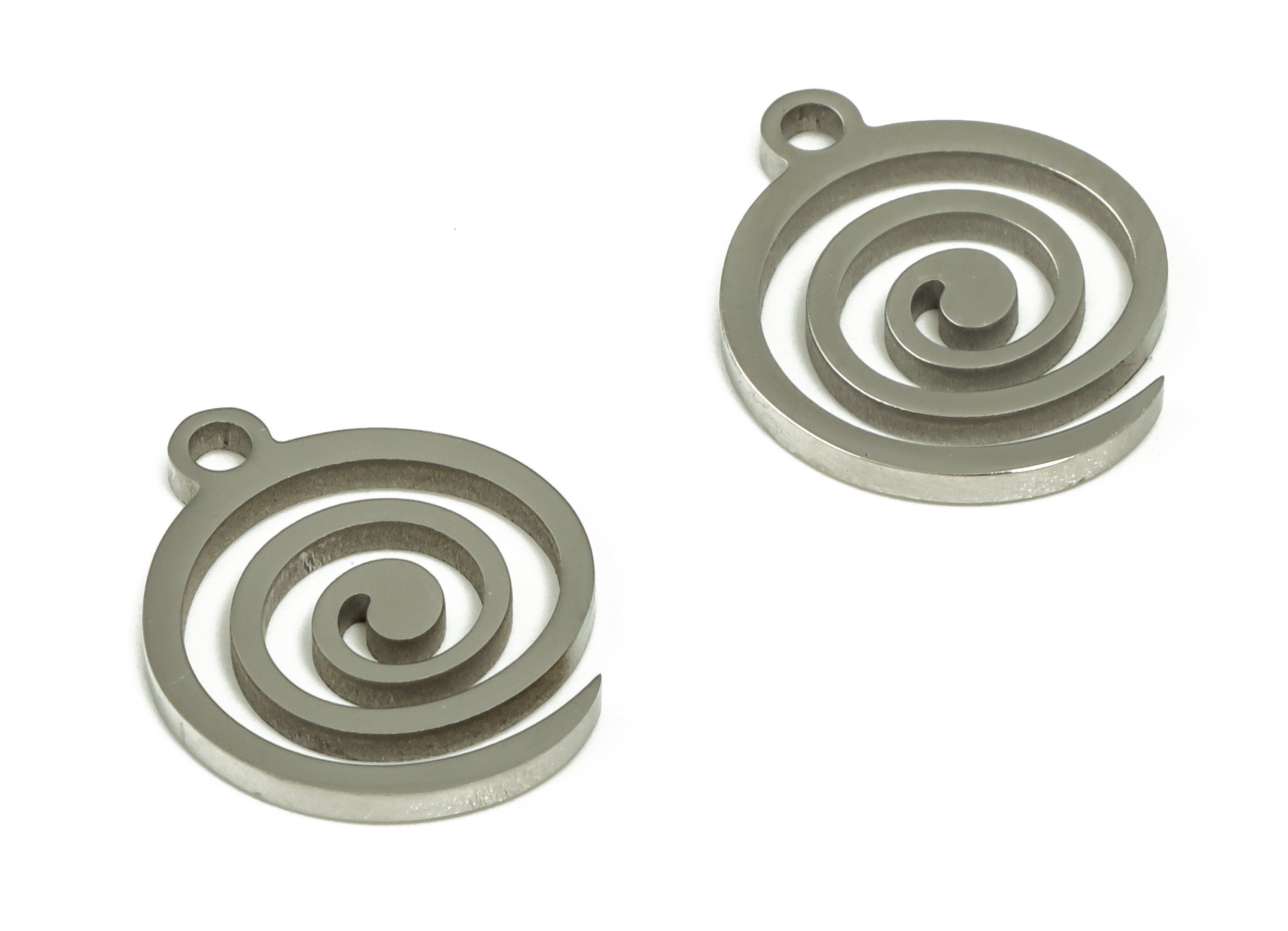 Stainless Steel Swirl Earring Charms - Spiral Charm - Symbol Pendant –Swirl Charms for Necklace Bracelet - 11.88x9.87x0.94mm - SS1227 - DOMEDBAZAAR