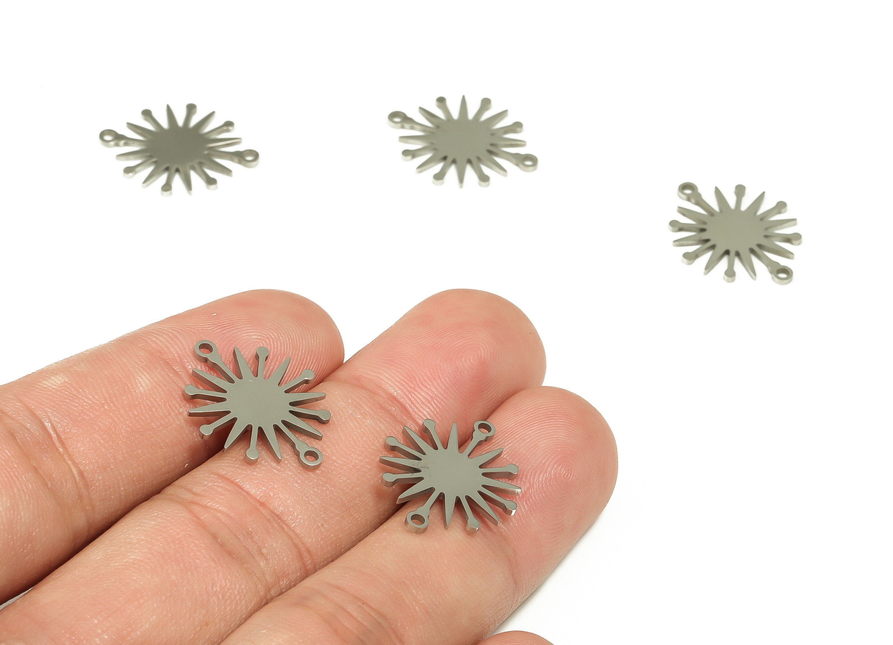 Stainless Steel Sun Connector - Stainless Steel Sun Earring Charms - Earring Findings - Jewelry Making Supplies - 19.73x15.86x0.9mm - SS1239 - DOMEDBAZAAR