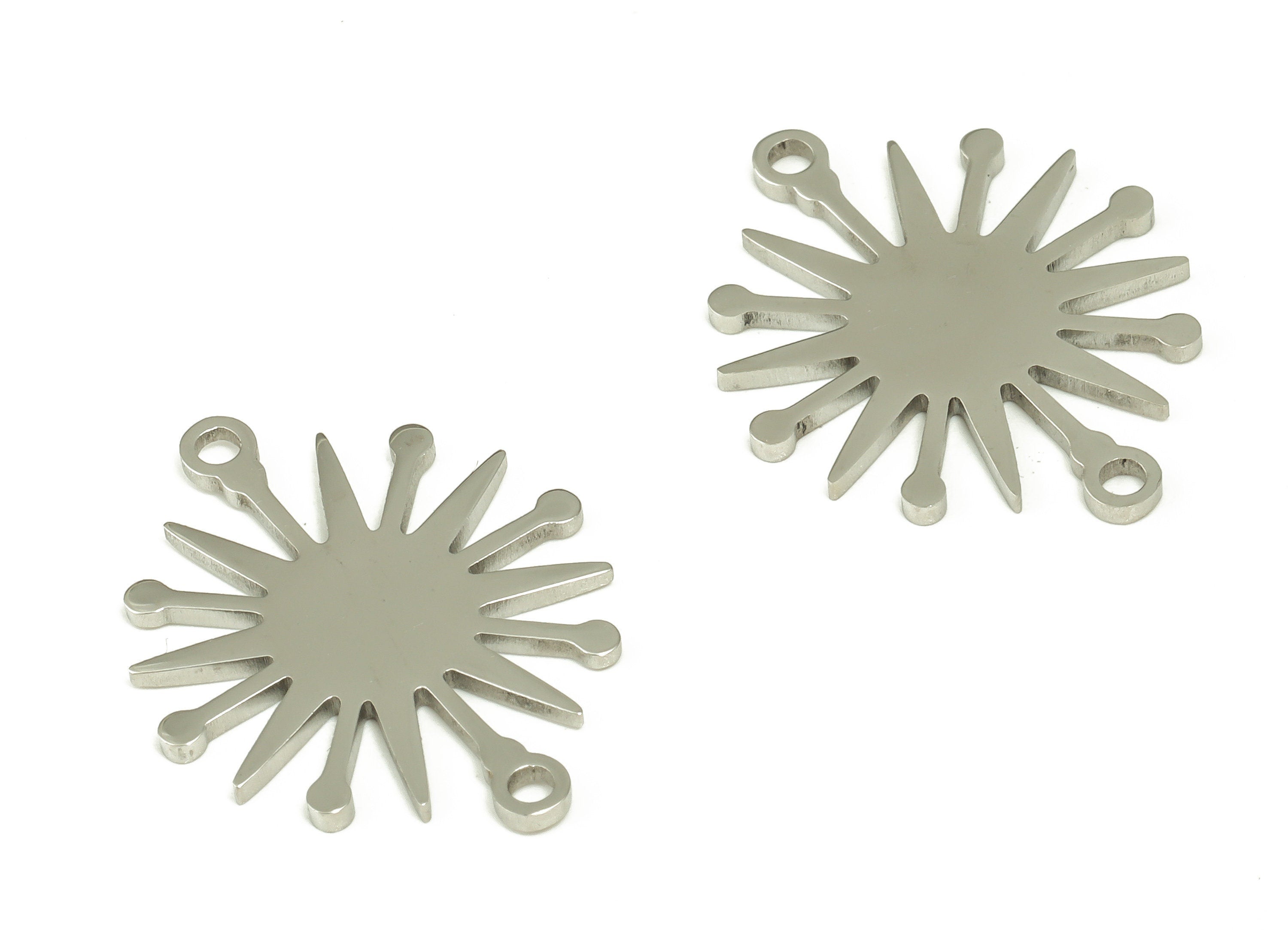 Stainless Steel Sun Connector - Stainless Steel Sun Earring Charms - Earring Findings - Jewelry Making Supplies - 19.73x15.86x0.9mm - SS1239 - DOMEDBAZAAR