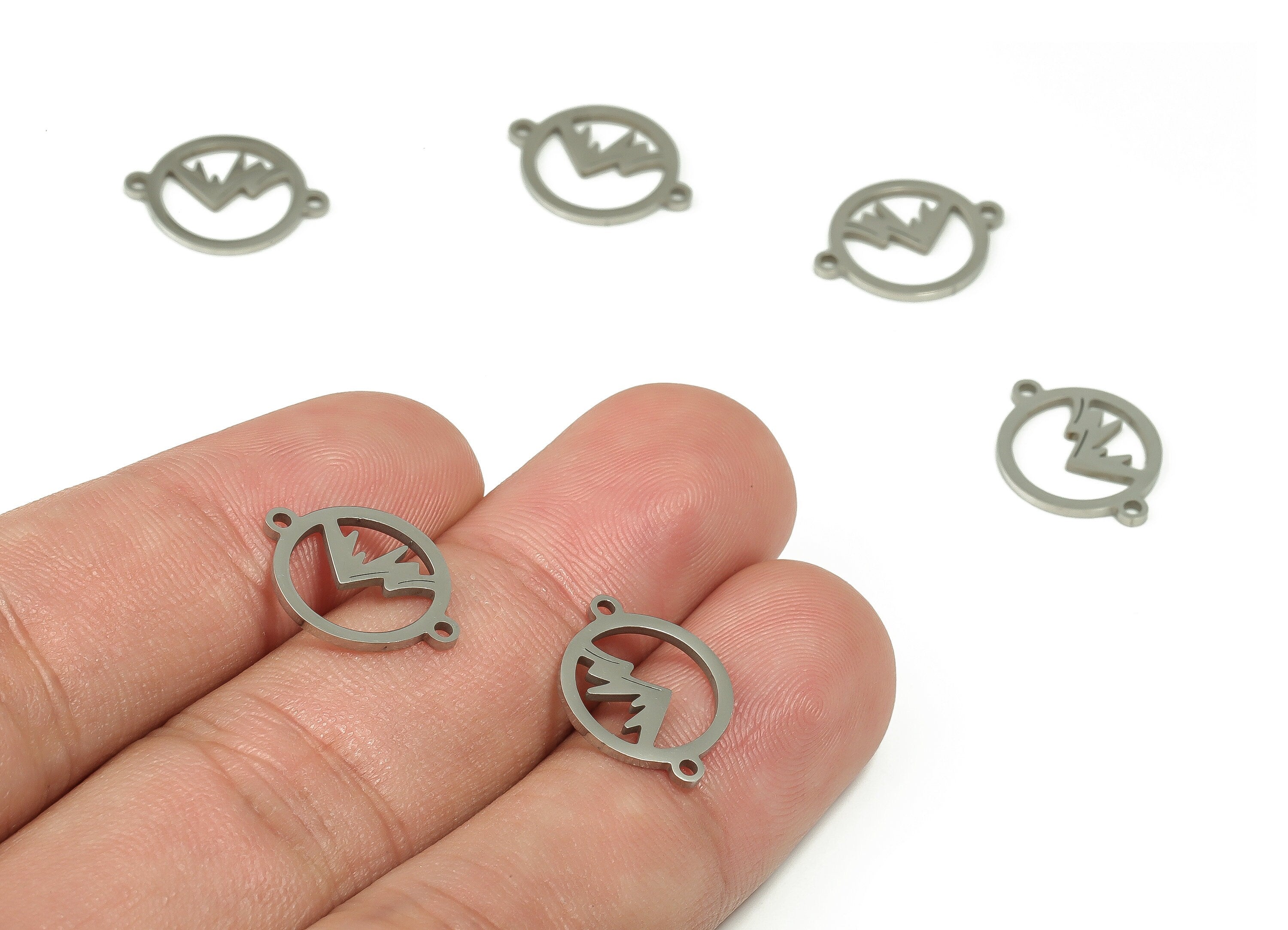 Stainless Steel Round Connector - Mountain Necklace Charms - Bracelet Charm – Jewelry Making Supplies - 15.41x12x0.94mm - SS1217 - DOMEDBAZAAR