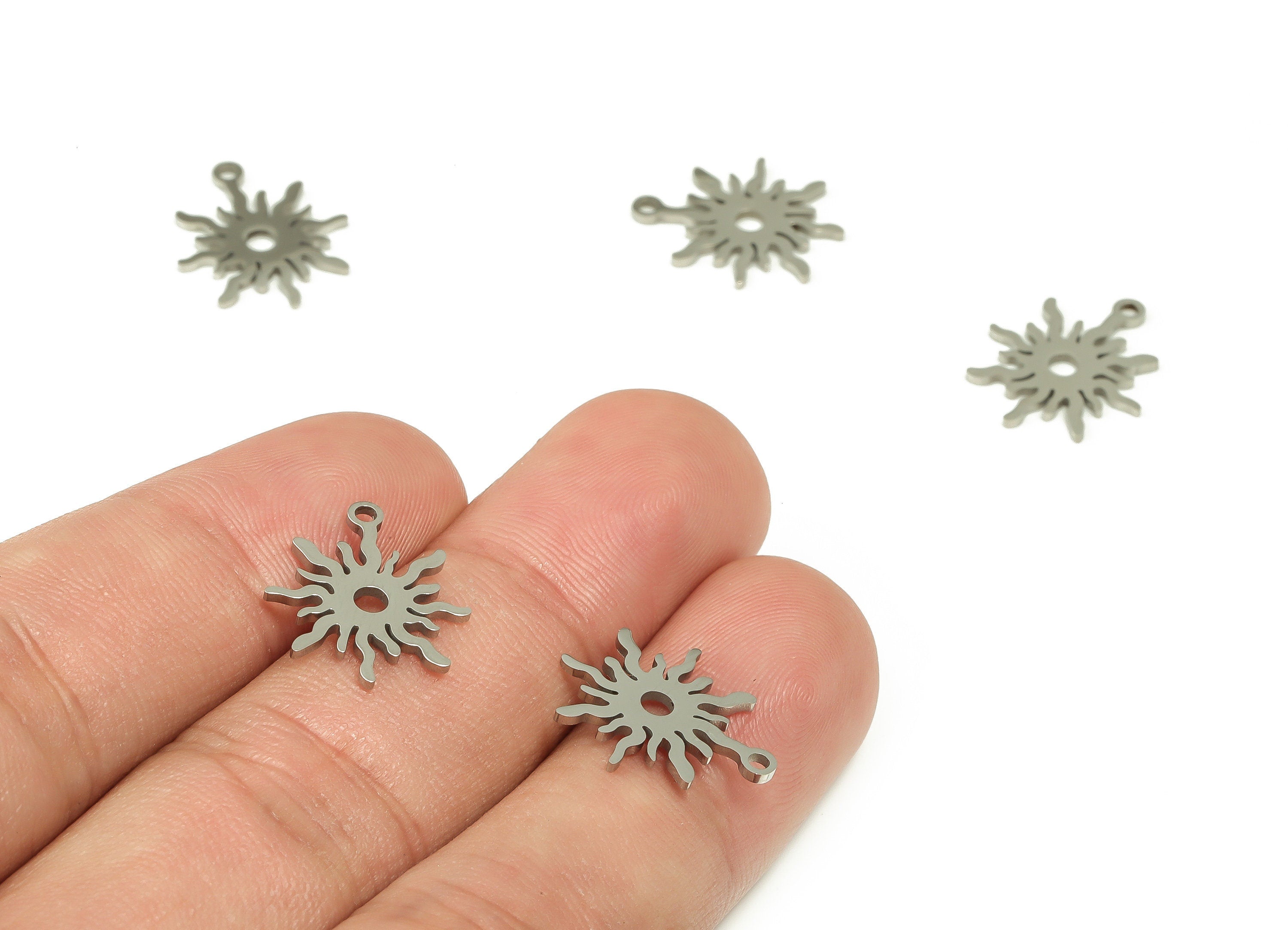 Stainless Steel Sunburst Earring Charms - Sunburst Pendant - Earring Findings - Jewelry Making Supplies - 16.48x13.37x0.98mm - SS1243 - DOMEDBAZAAR