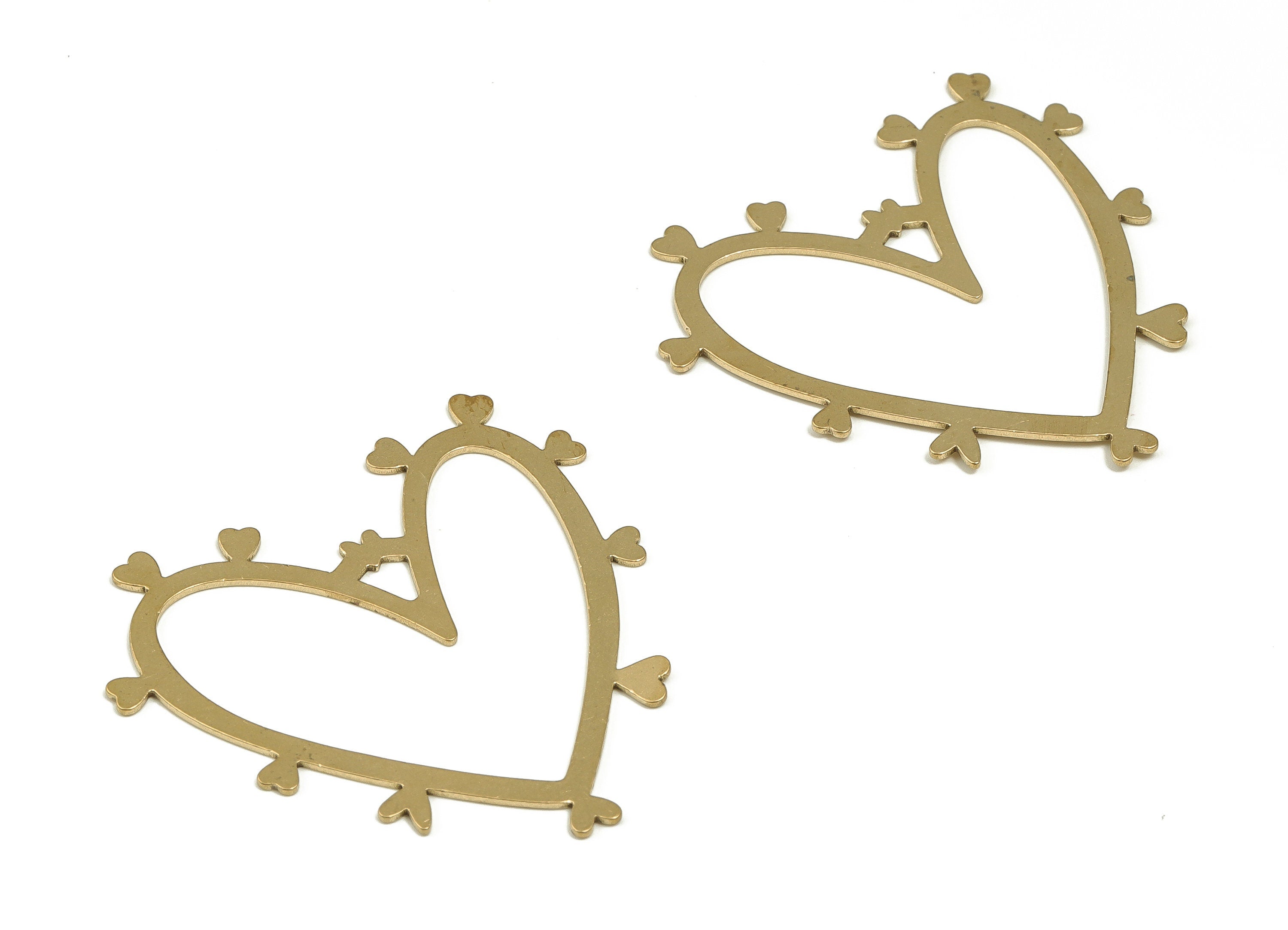 Brass Heart Earring Charms - Raw Brass Heart Pendant - Earrings Finding - DIY Jewelry Making Supplies - 40.2x37.44x0.7mm - PP4258 - DOMEDBAZAAR