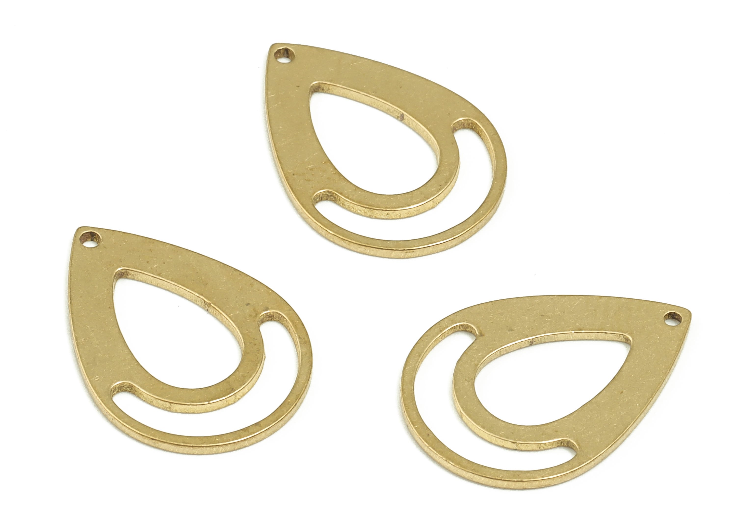 Brass Drop Charms - Raw Brass Drop Pendant –Drop Connector – Drop Earring Findings - Jewelry Making Supplies - 17.86x12.83x0.8mm - PP4359 - DOMEDBAZAAR