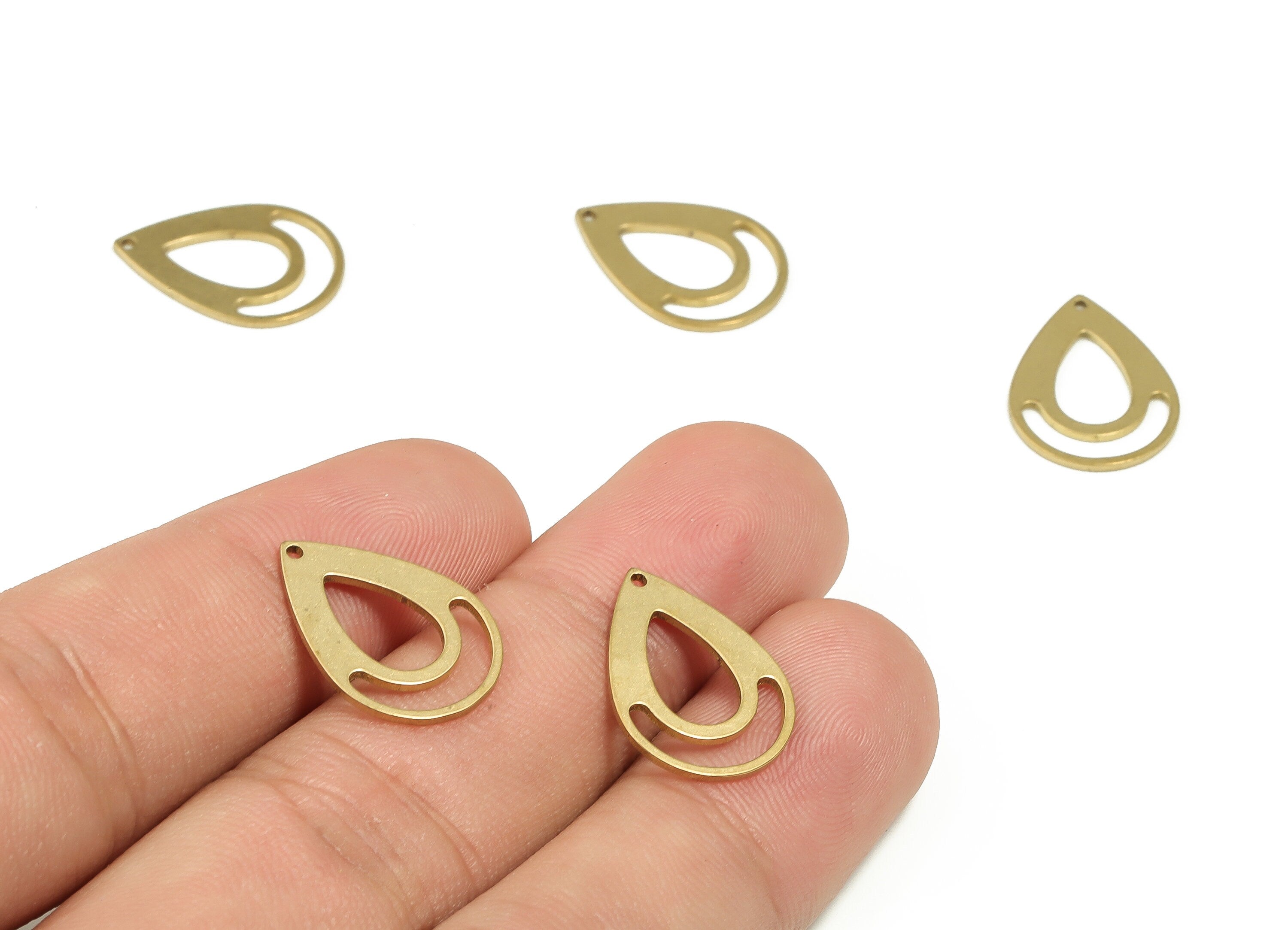 Brass Drop Charms - Raw Brass Drop Pendant –Drop Connector – Drop Earring Findings - Jewelry Making Supplies - 17.86x12.83x0.8mm - PP4359 - DOMEDBAZAAR