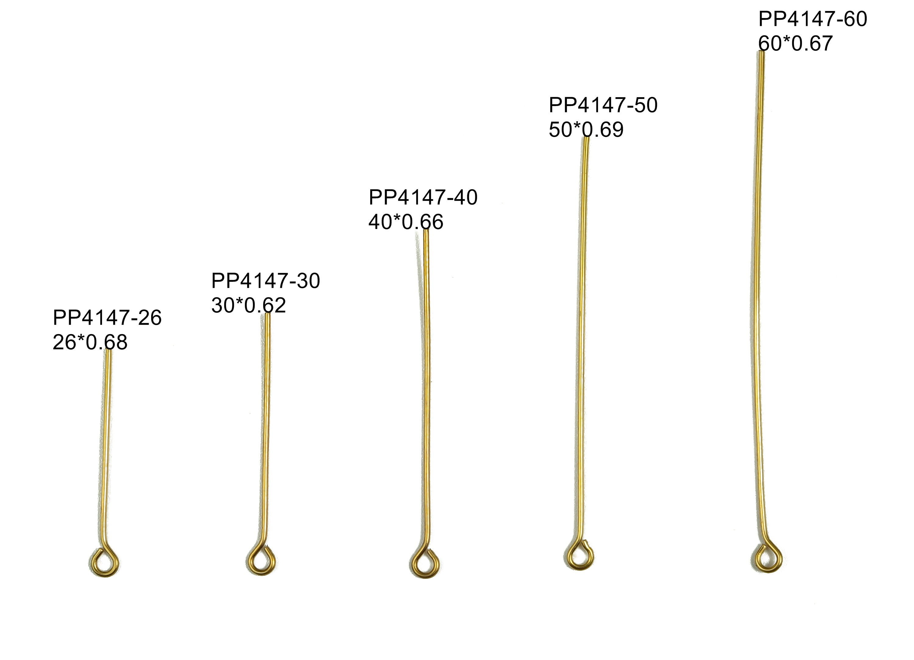 Brass Eye Pins – Shiny Brass Eye Pin – Solid Beading Eye Pins - Jewelry Findings - DIY Jewelry Making Supplies - 26x0.68mm- PP4147-26 - DOMEDBAZAAR