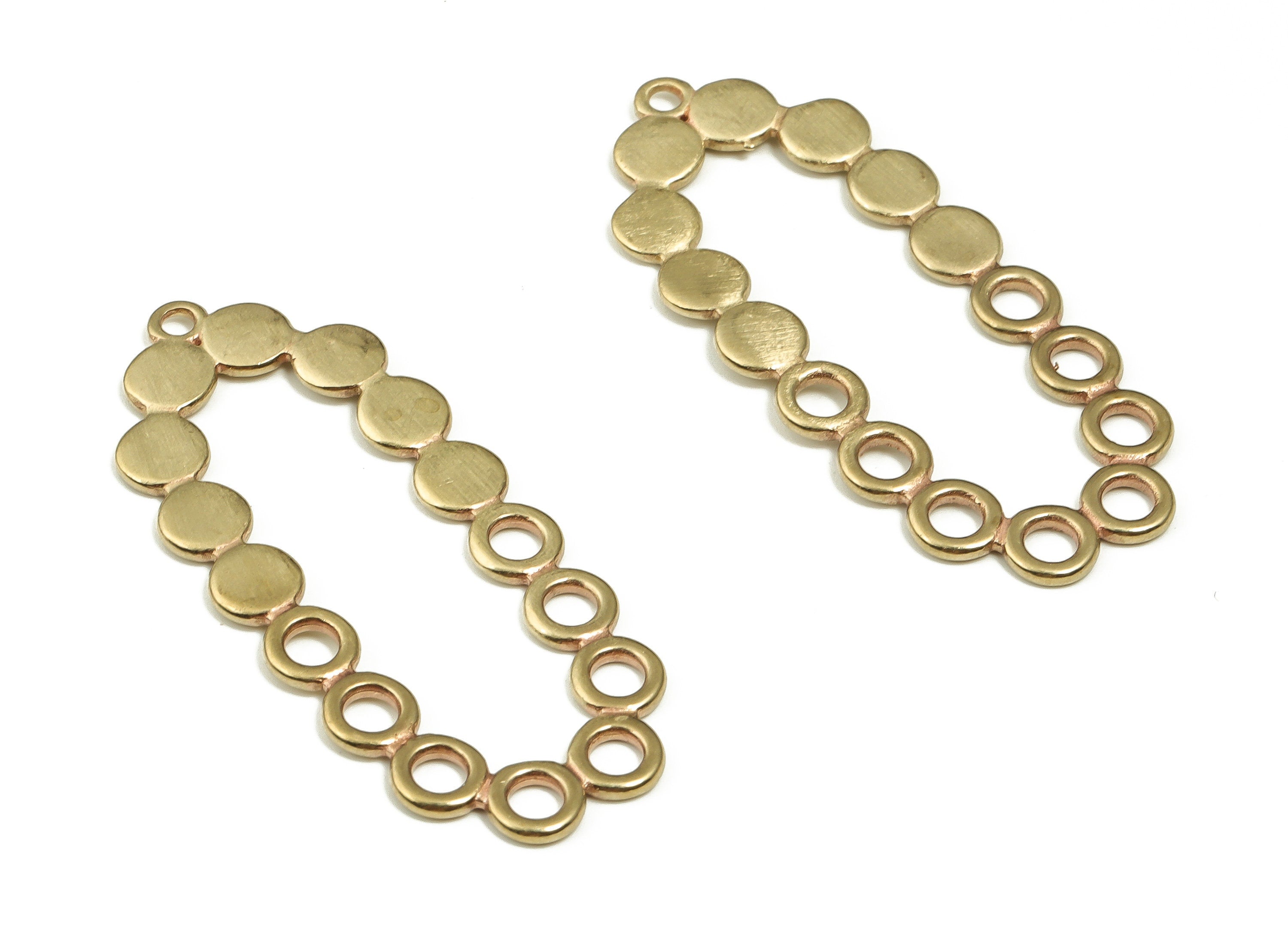 Brass Oval Earring Connector - Raw Brass Oval Earring Charms and Pendant - 9 Holes - Jewelry Making Supplies - 40.15x17.35x1.2mm - PP4536 - DOMEDBAZAAR