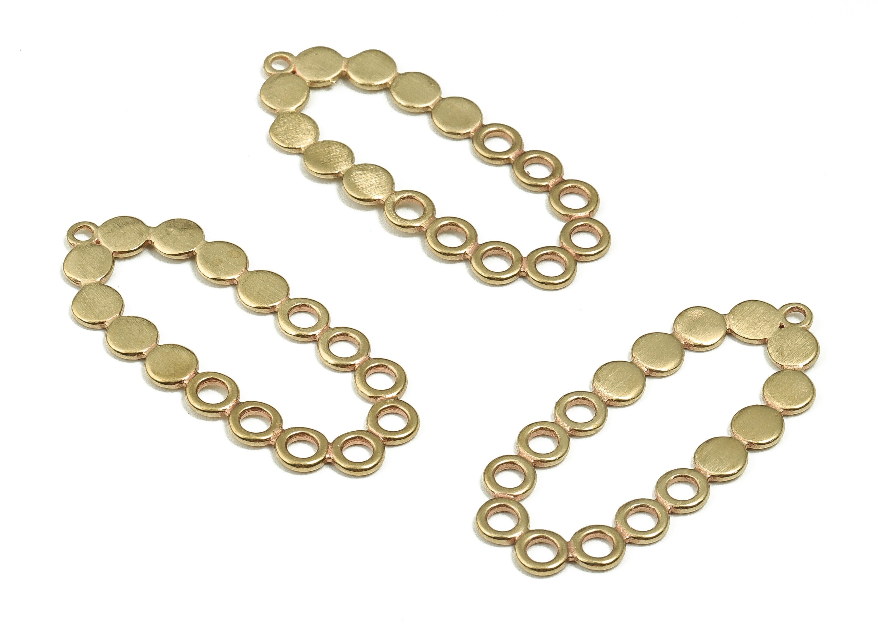 Brass Oval Earring Connector - Raw Brass Oval Earring Charms and Pendant - 9 Holes - Jewelry Making Supplies - 40.15x17.35x1.2mm - PP4536 - DOMEDBAZAAR