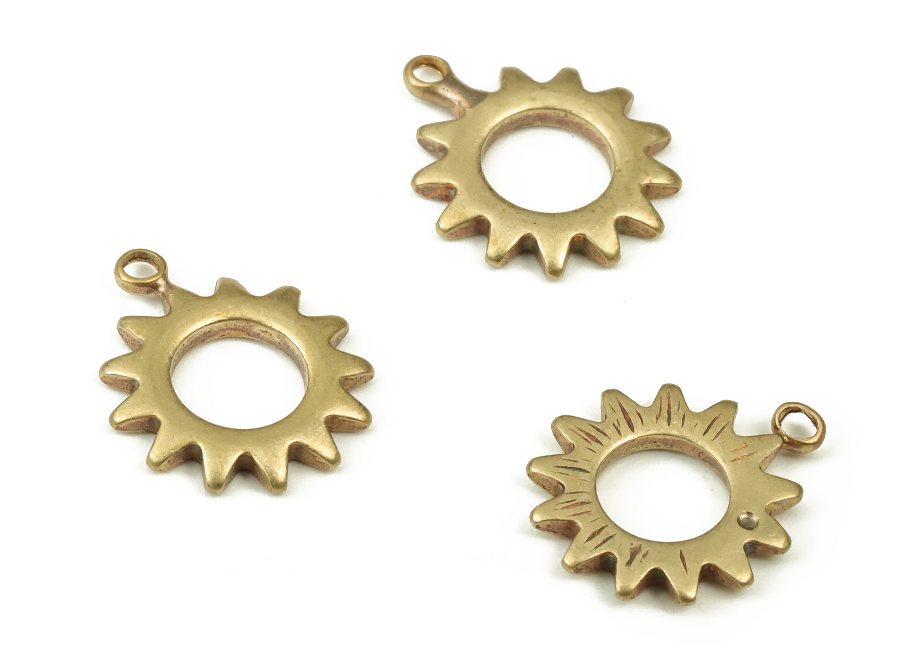 Brass Sun Earring Charms - Raw Brass Sun Pendant - Earring Findings - DIY Jewelry Making Supplies - 11.7x10x1.3mm - PP4412 - DOMEDBAZAAR