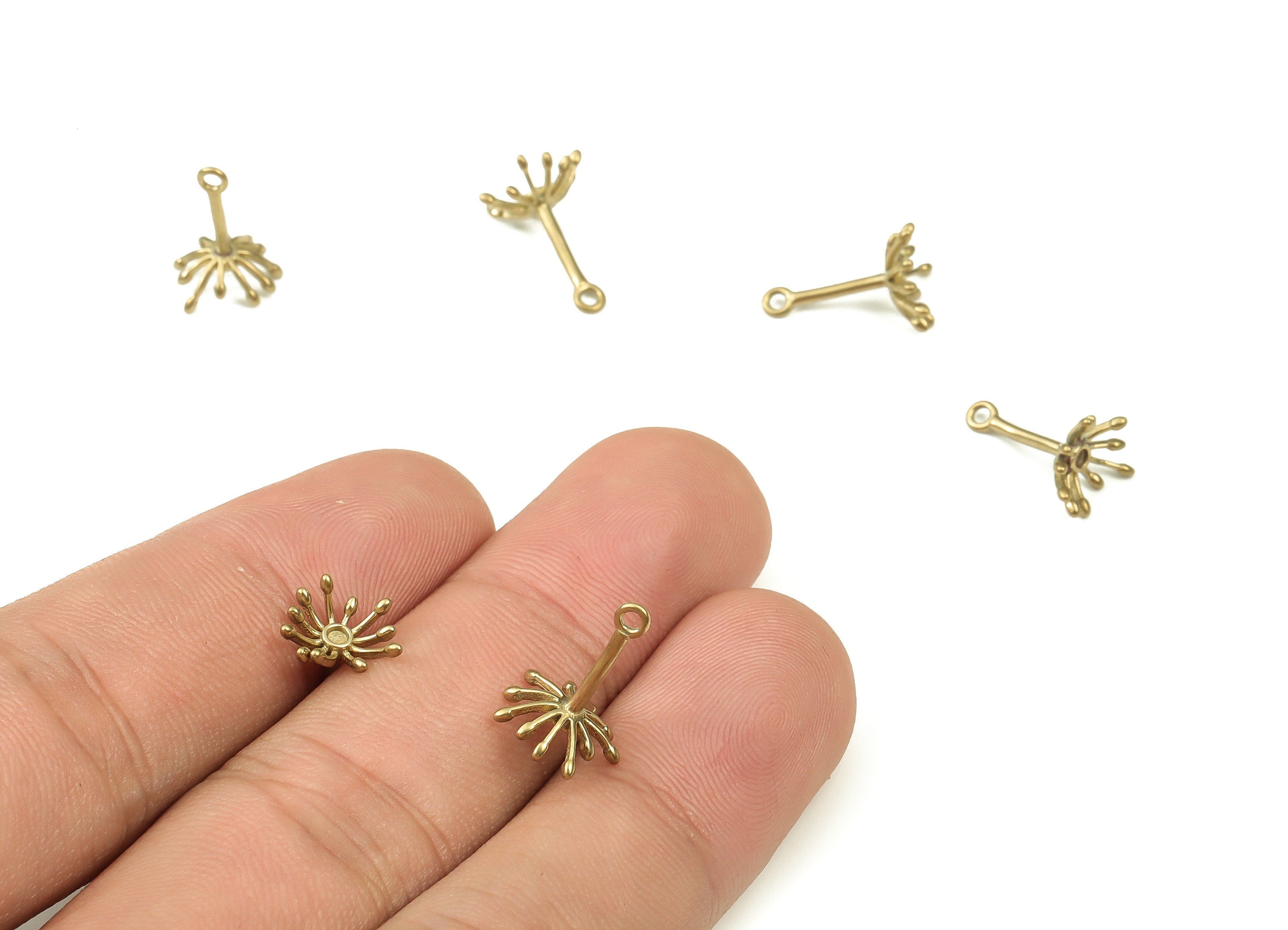 Brass Flower Earring Charms - Raw Brass Flower Pendant - Earring Findings - Jewelry Making Supplies - 8.5x12.2x0.9mm - PP4428 - DOMEDBAZAAR