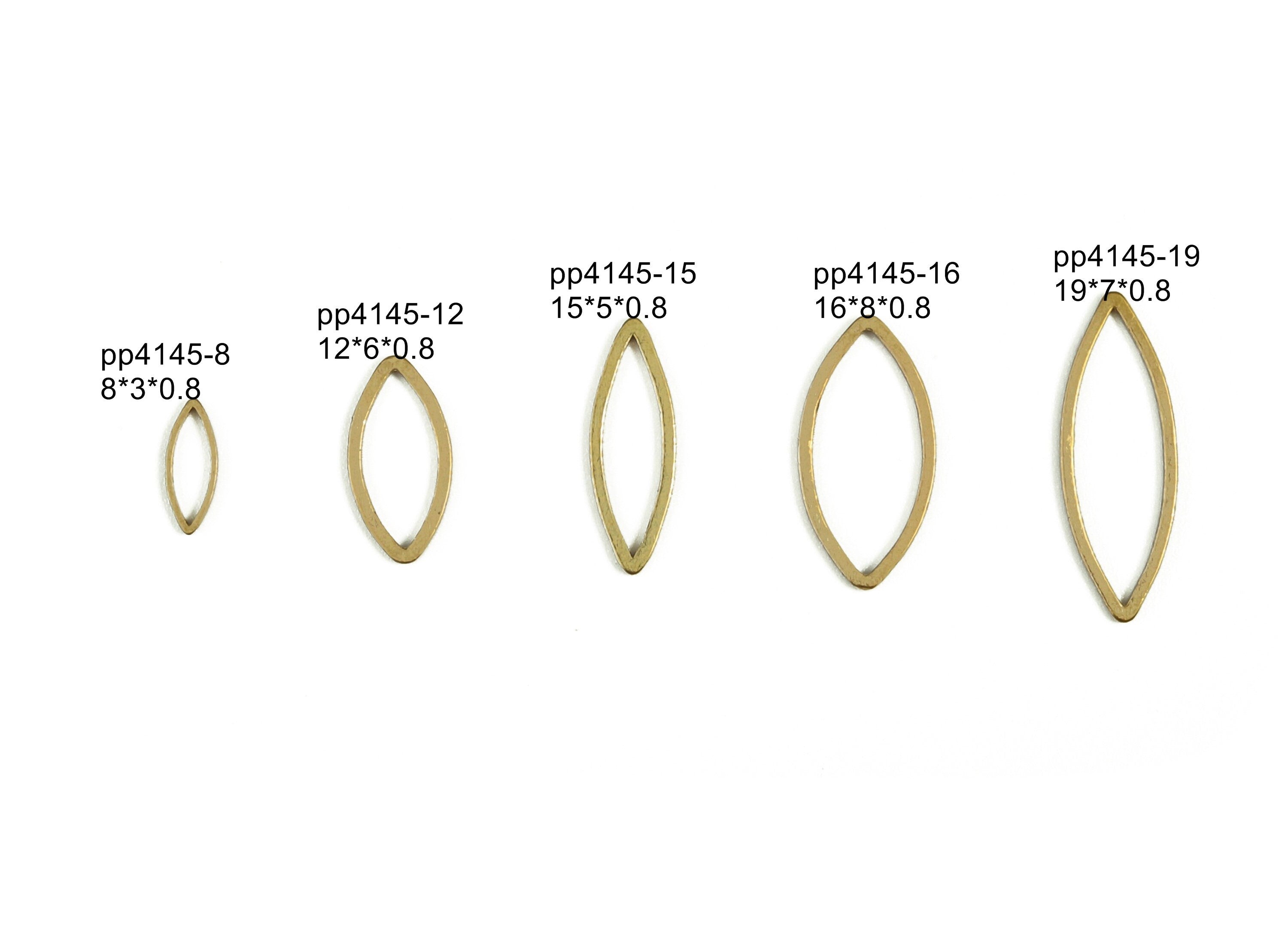 Raw Brass Eye Charm - Brass Eye Earring Finding - Brass Marquise Links - Geometric Connectors - Jewelry Supplies - 19x7.0x0.8mm - PP4145-19 - DOMEDBAZAAR