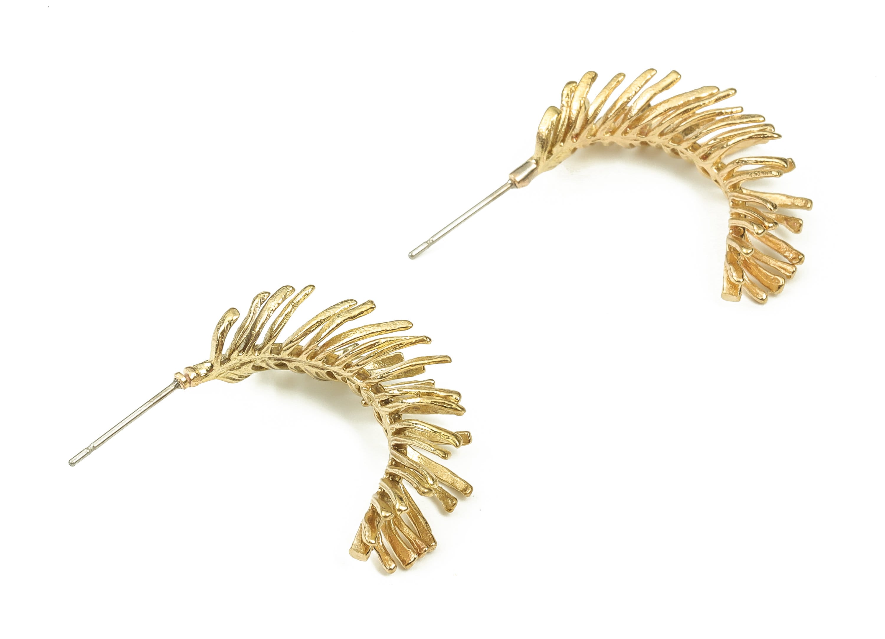 Brass C Earring Stud - Raw Brass Branches Earring Post - Brass Stud - Earring Post - Jewelry Making Supplies - 27.8x6x1.4mm - PP4445 - DOMEDBAZAAR