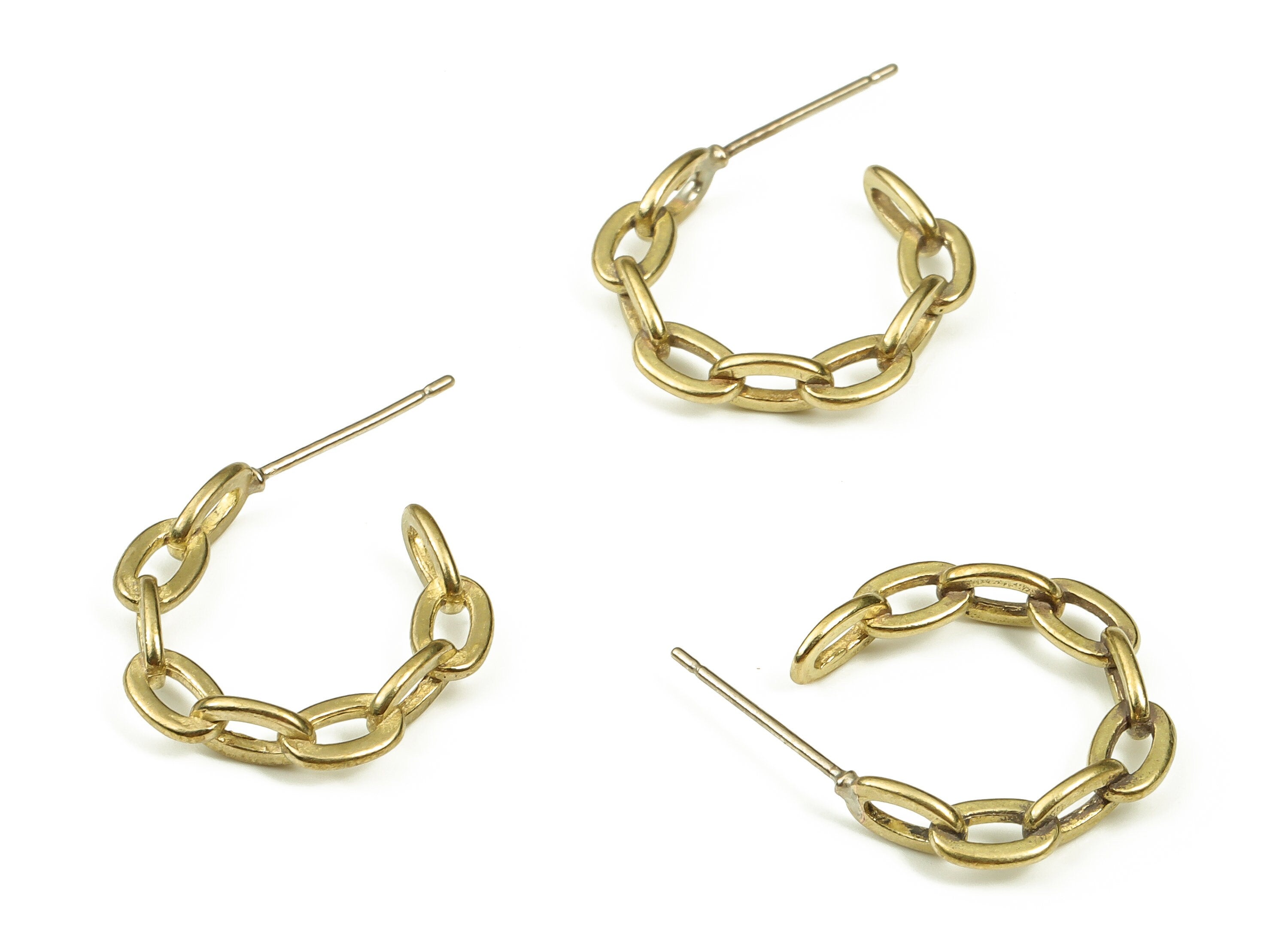 Brass C Earring Stud - Raw Brass Oval Earring Post - Brass Stud - Earring Post - Jewelry Making Supplies - 17.5x19.8x0.94mm - PP4422 - DOMEDBAZAAR