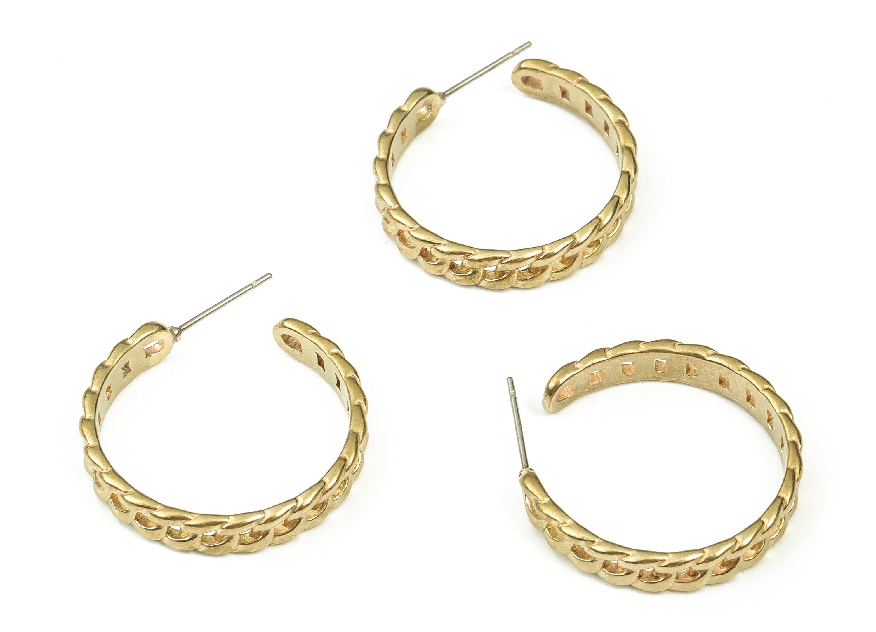 Brass C Earring Stud - Raw Brass C Earring Post - Brass Stud - Earring Post - Jewelry Making Supplies - 25.5x27.2x1.58mm - PP4425 - DOMEDBAZAAR